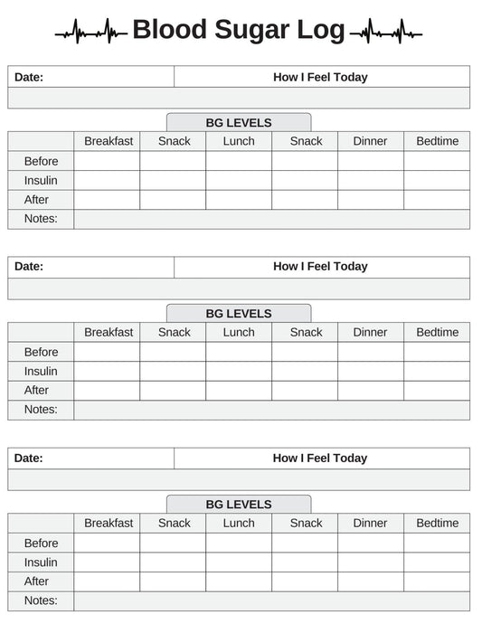 Blood Sugar Log Sheet