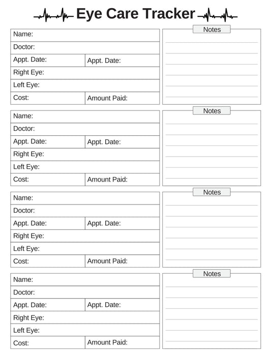 Eye Care Tracker Sheet