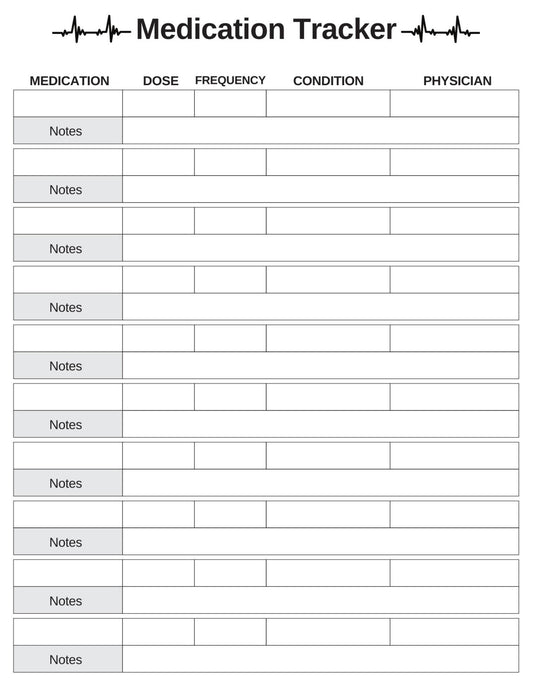 Medication Tracker Sheet