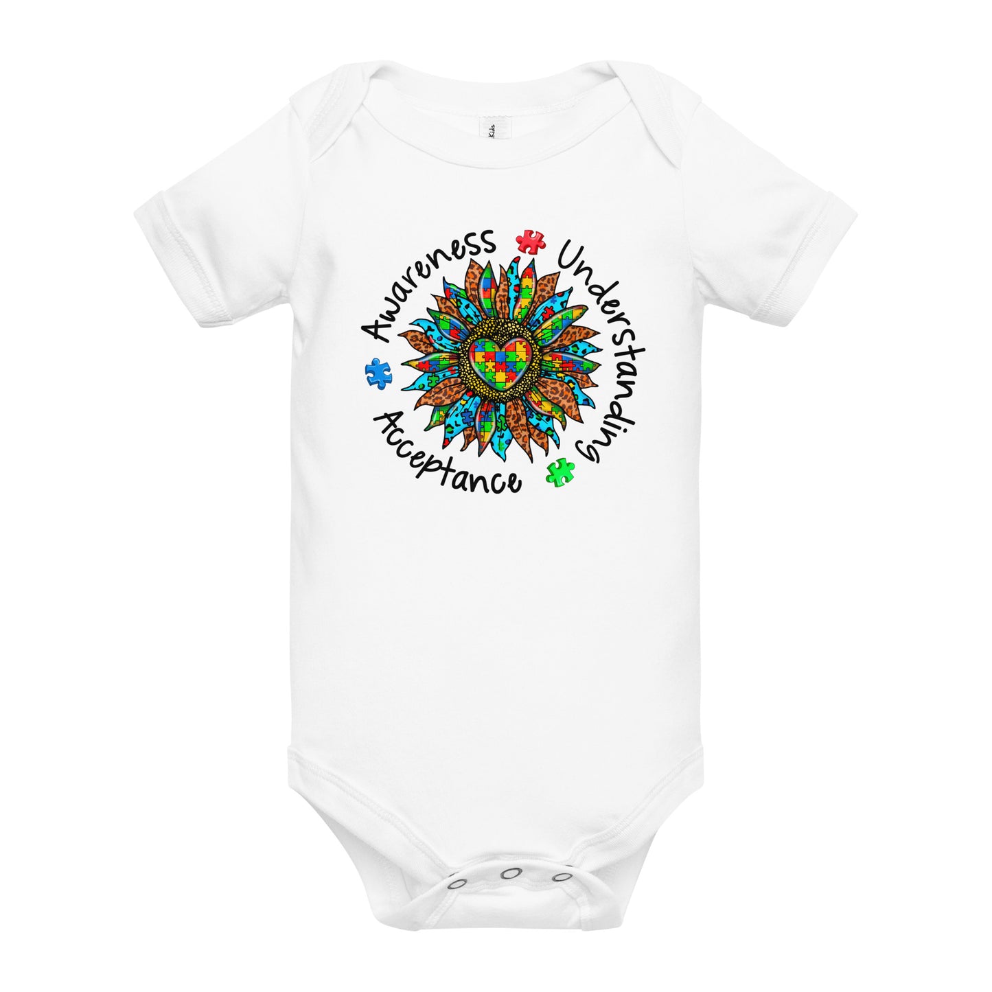 Autism Acceptance Together Quality Cotton Bella Canvas Baby Onesie