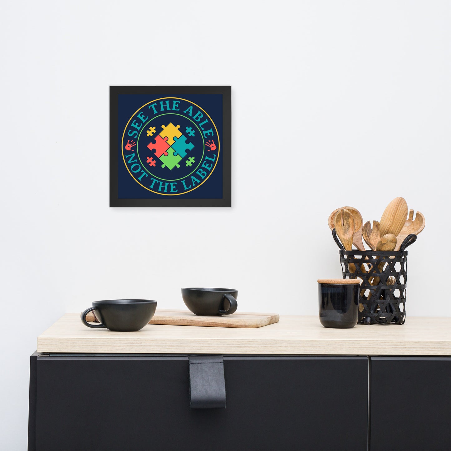 Autism Acceptance Together Wooden Framed Quality Print