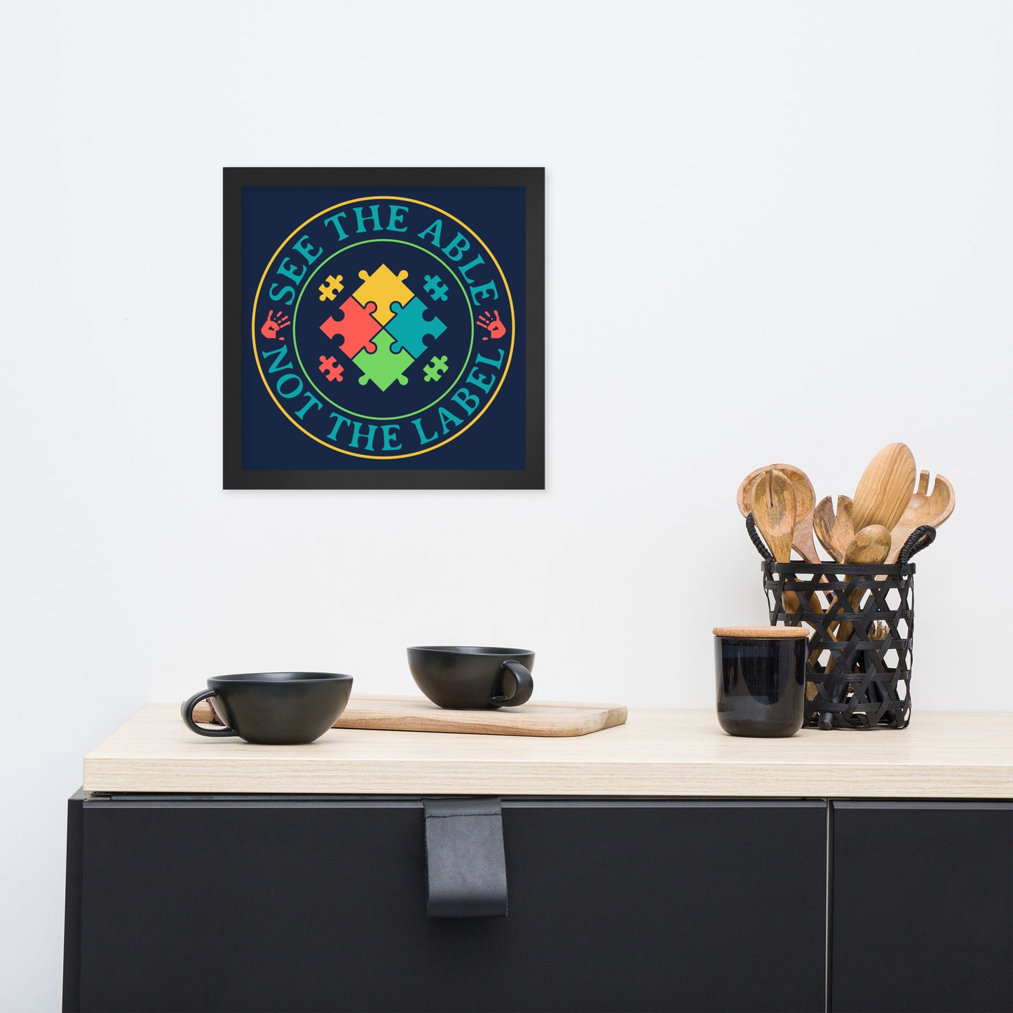 Autism Acceptance Together Wooden Framed Quality Print
