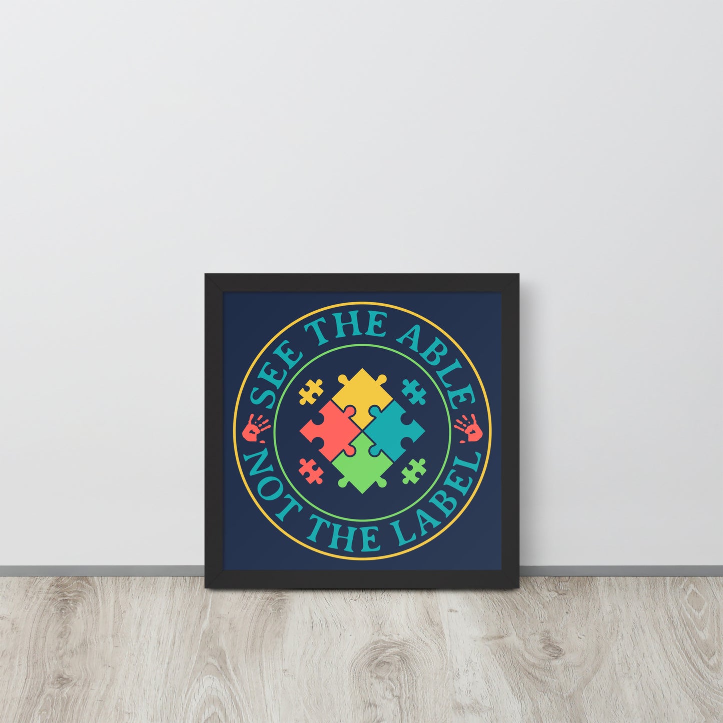 Autism Acceptance Together Wooden Framed Quality Print