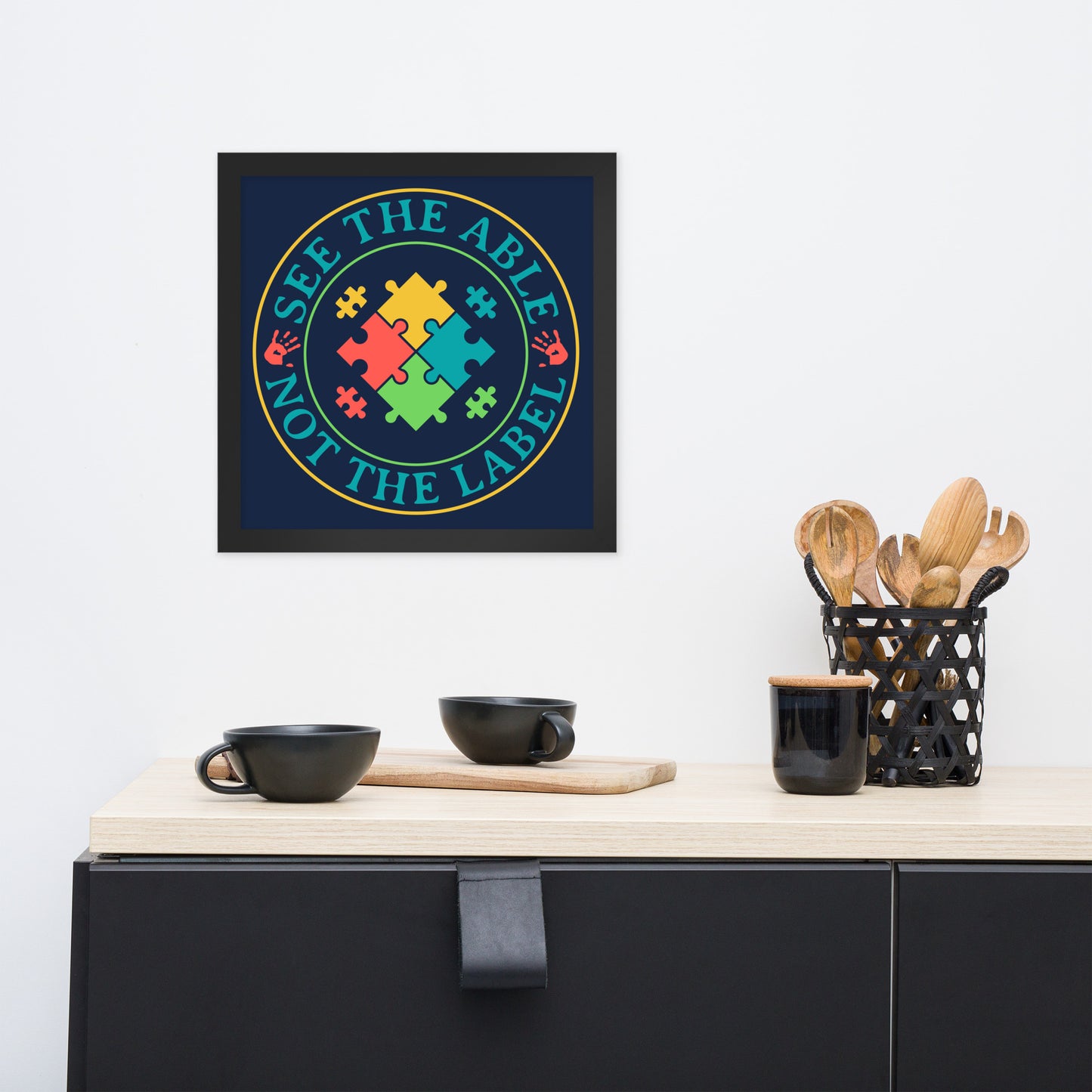 Autism Acceptance Together Wooden Framed Quality Print