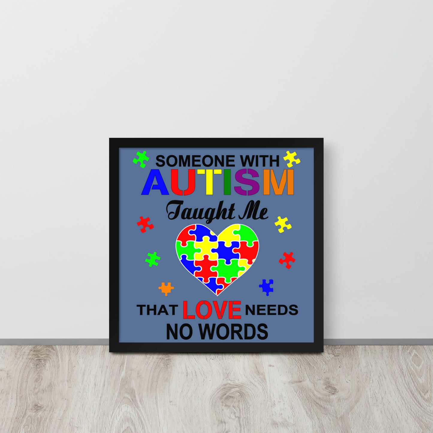 Autism Acceptance Together Wooden Framed Quality Print