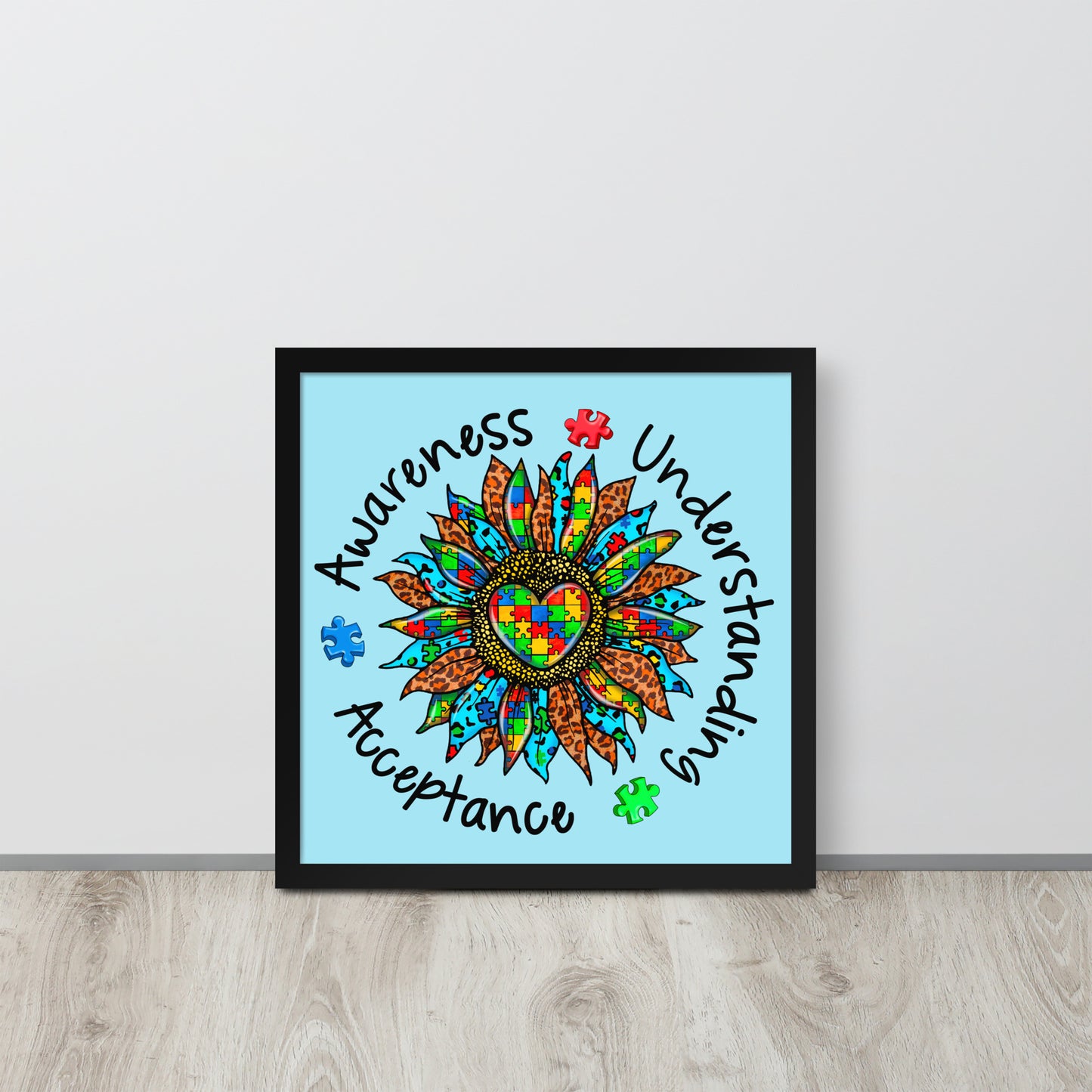 Autism Acceptance Together Wooden Framed Quality Print