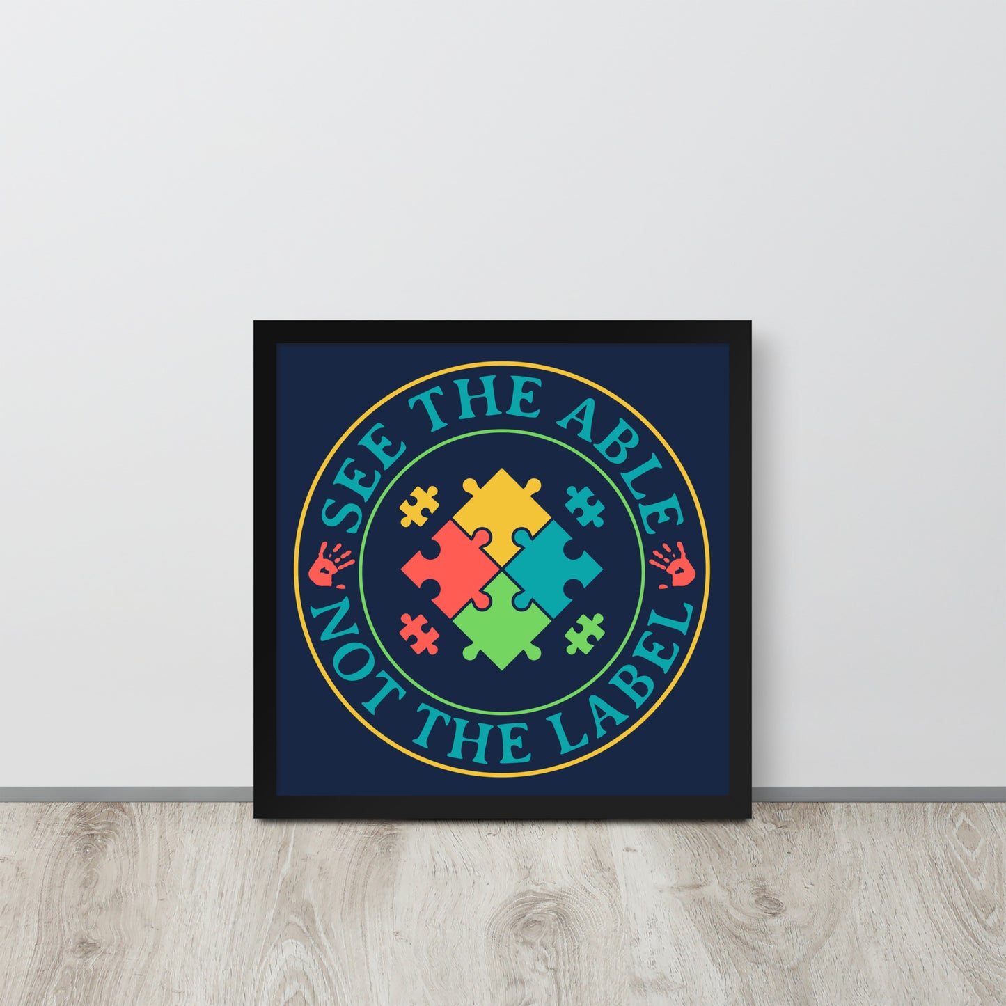 Autism Acceptance Together Wooden Framed Quality Print
