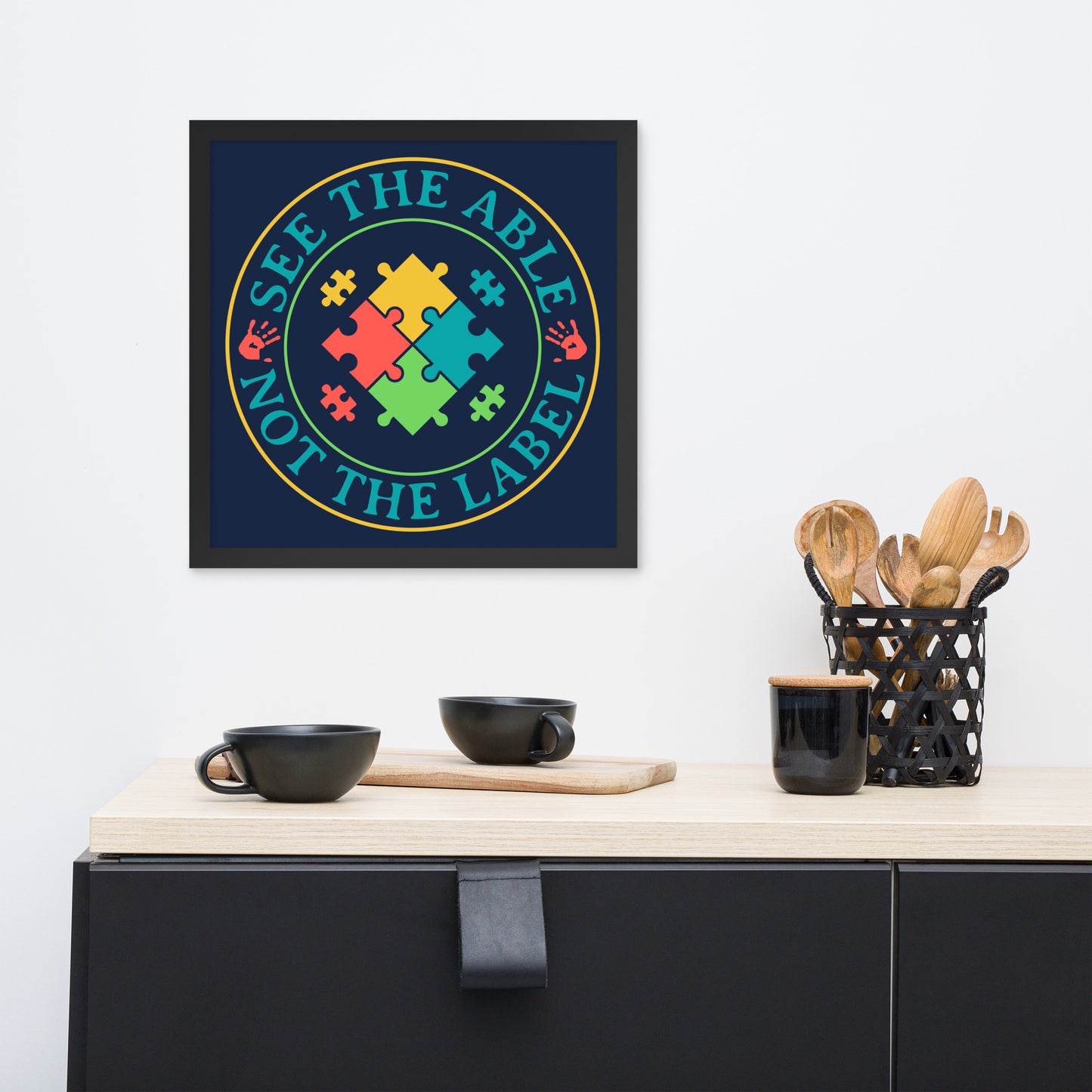 Autism Acceptance Together Wooden Framed Quality Print