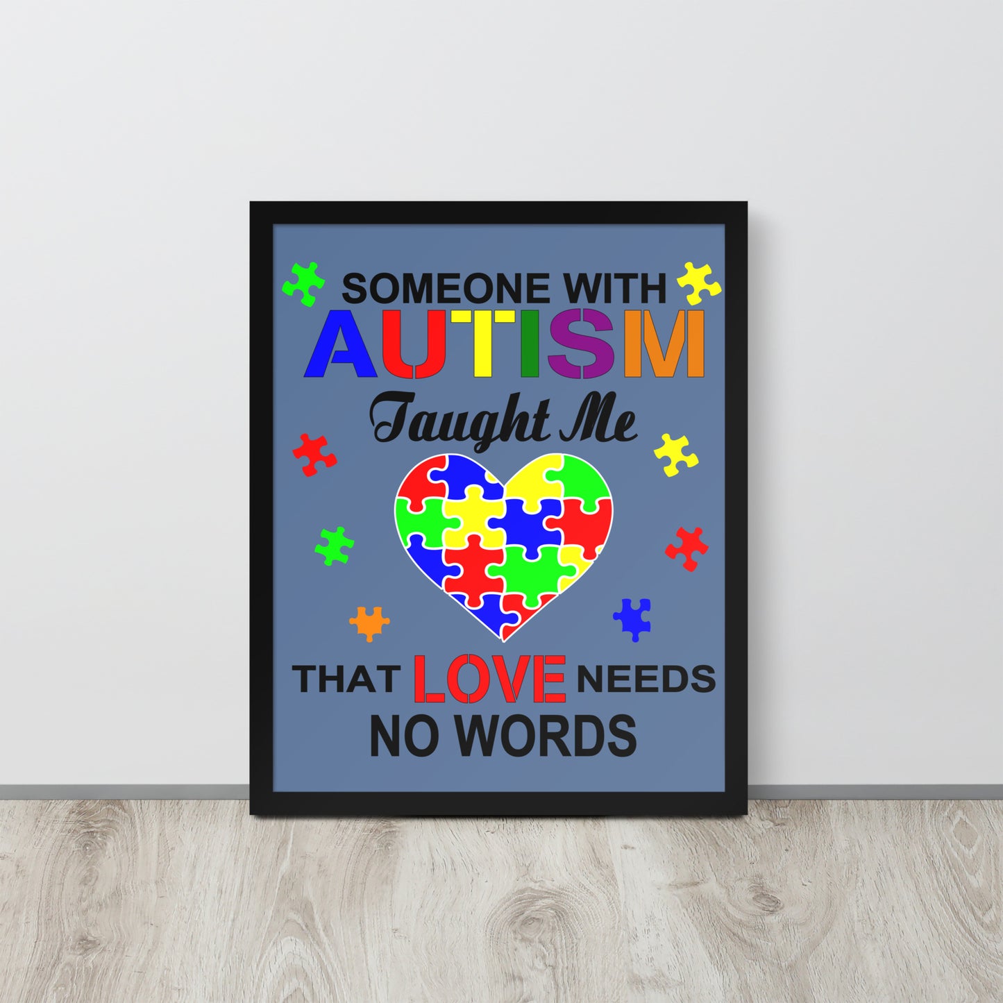 Autism Acceptance Together Wooden Framed Quality Print