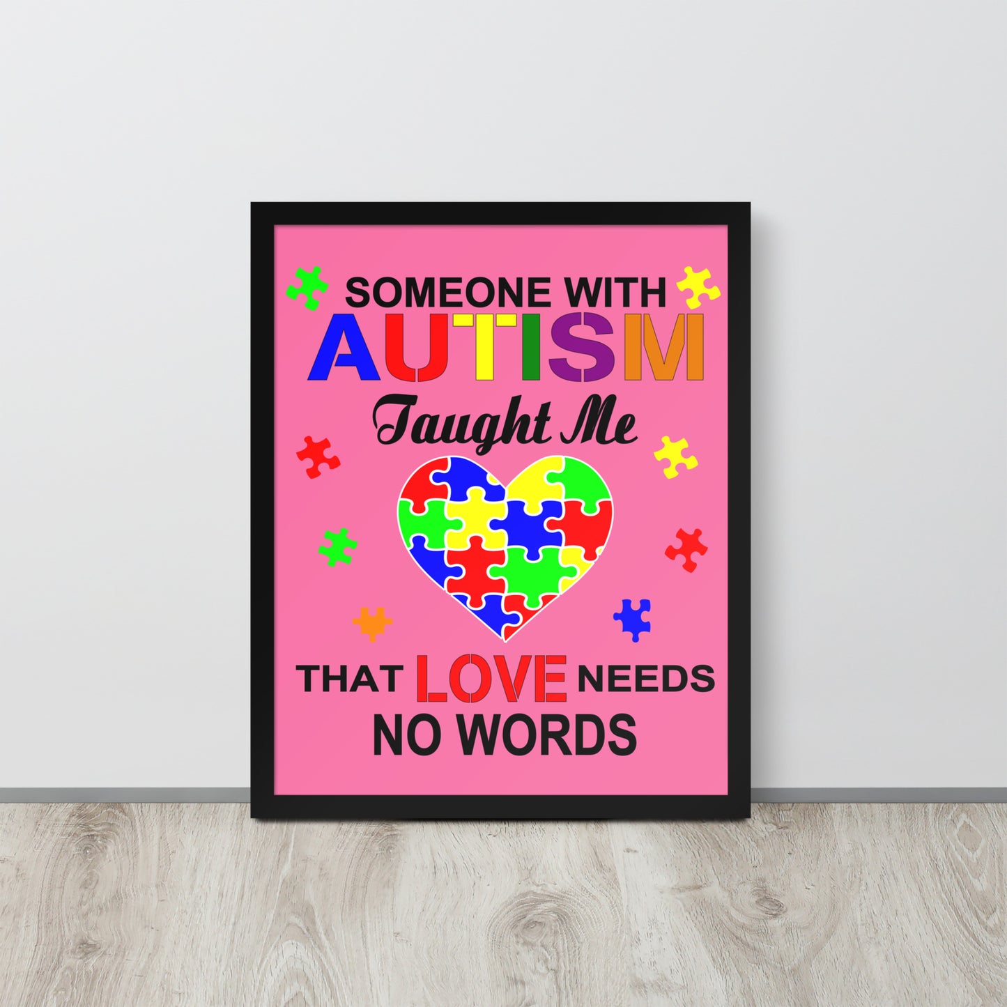 Autism Acceptance Together Wooden Framed Quality Print