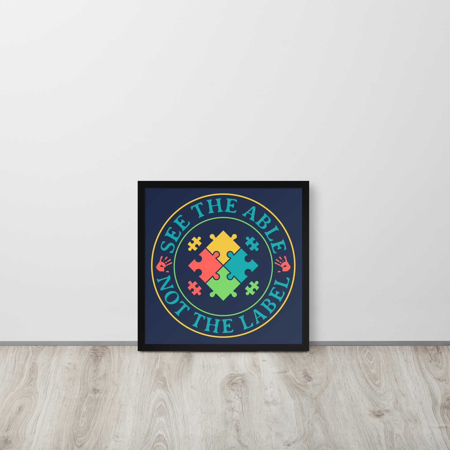 Autism Acceptance Together Wooden Framed Quality Print