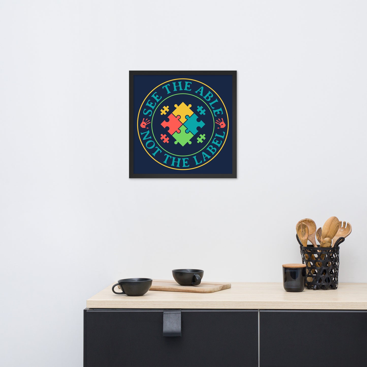 Autism Acceptance Together Wooden Framed Quality Print