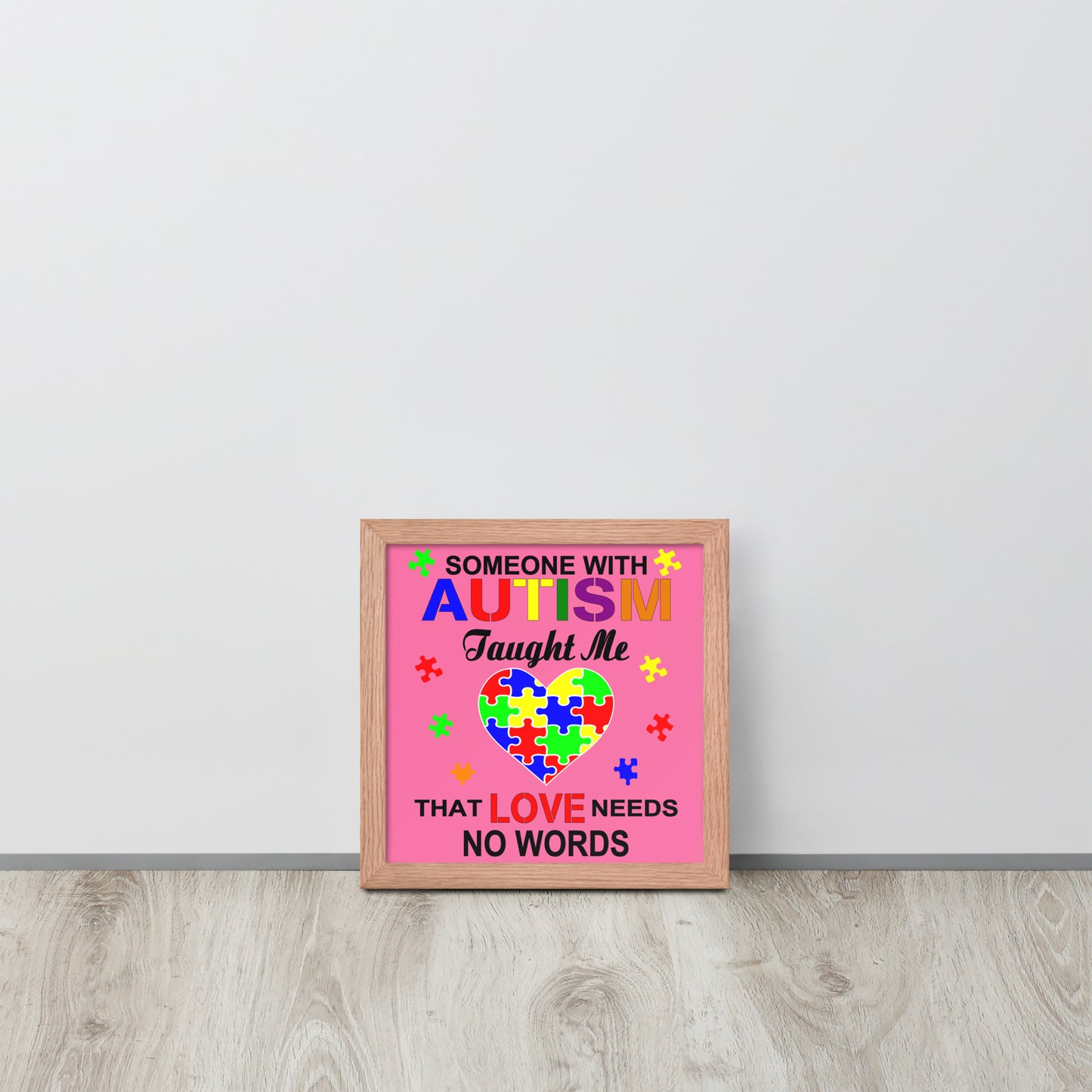 Autism Acceptance Together Wooden Framed Quality Print