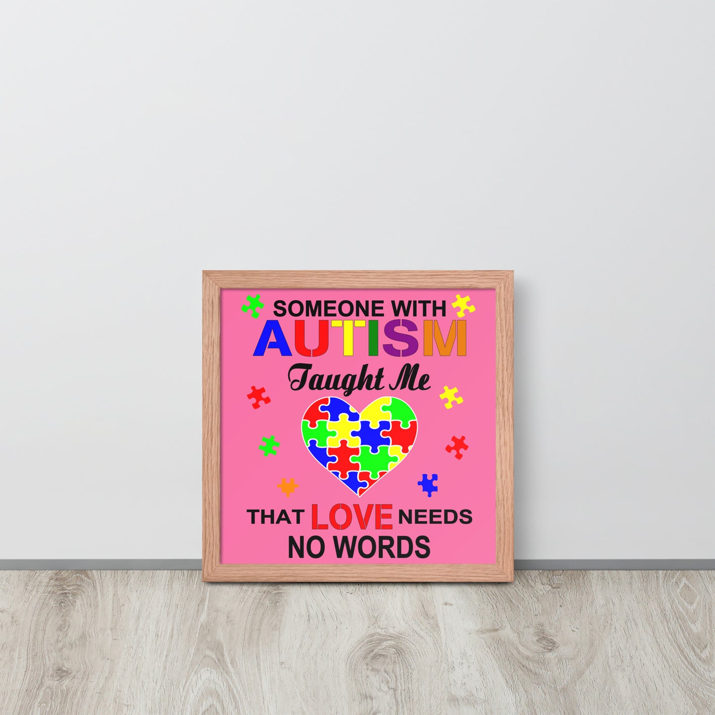 Autism Acceptance Together Wooden Framed Quality Print