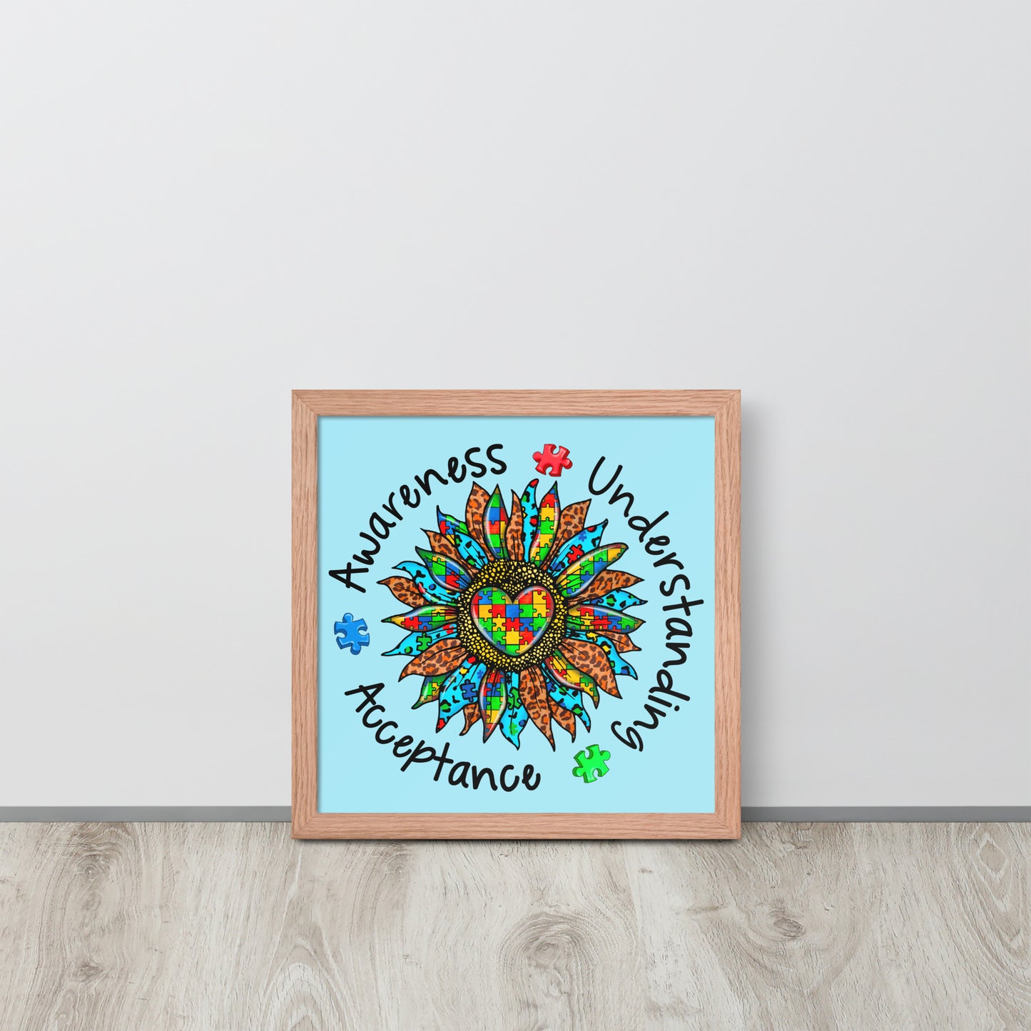 Autism Acceptance Together Wooden Framed Quality Print