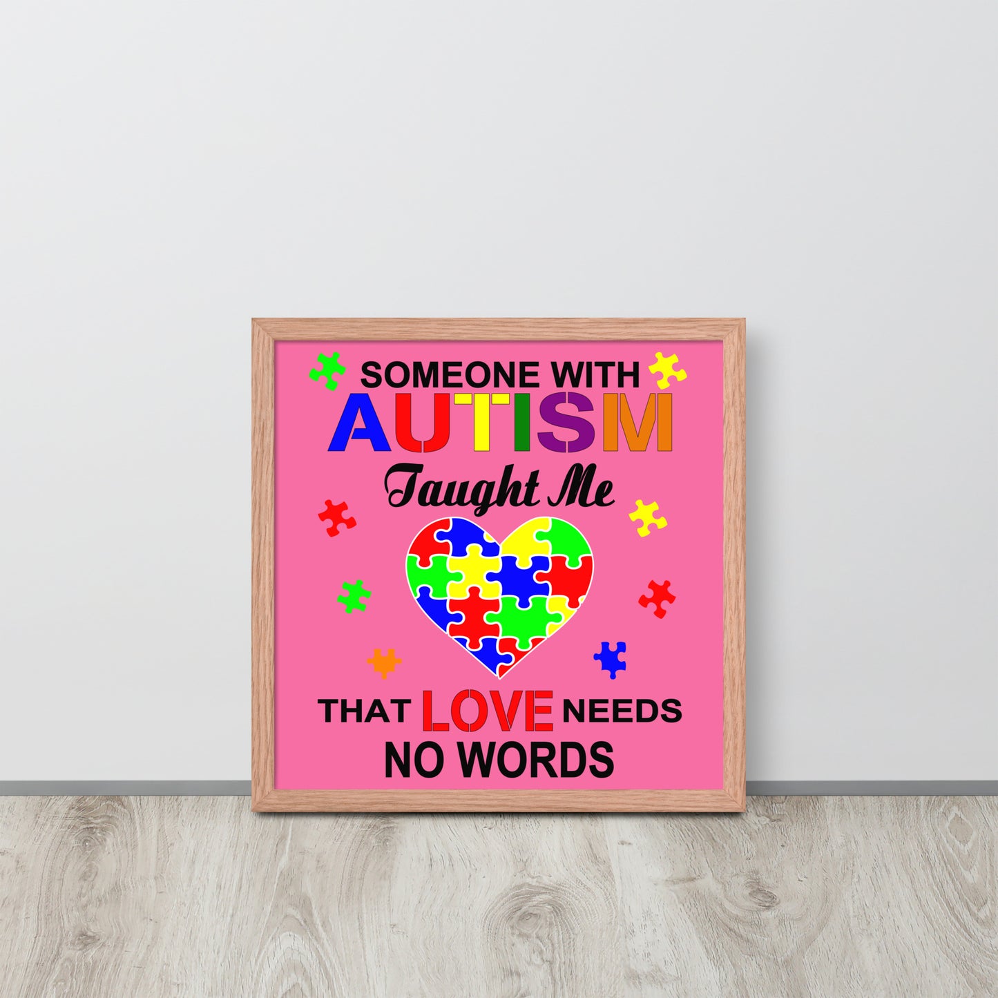 Autism Acceptance Together Wooden Framed Quality Print