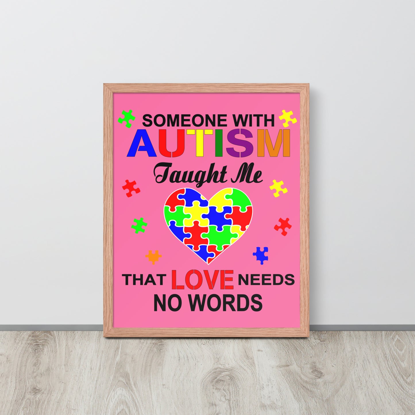 Autism Acceptance Together Wooden Framed Quality Print