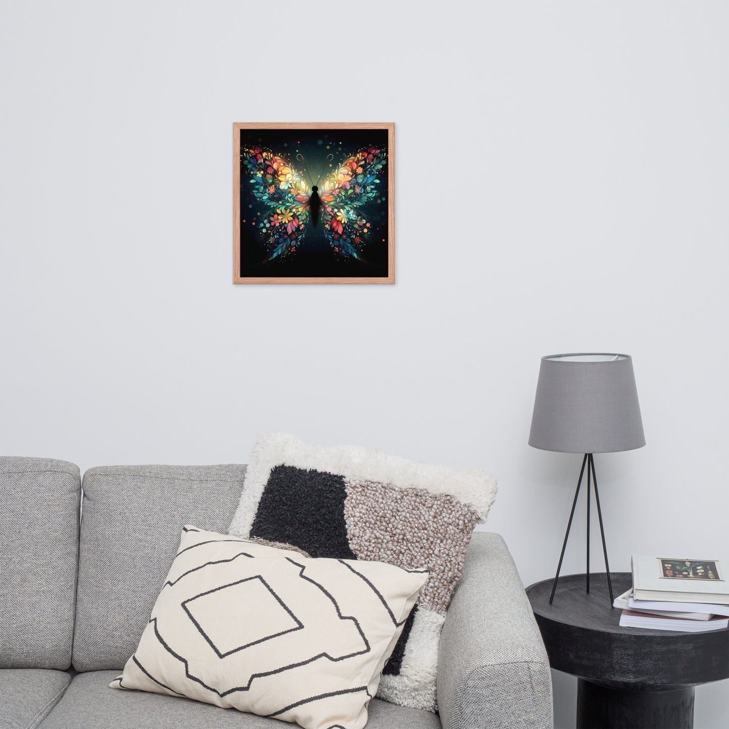 Floral Emerging Butterfly Wooden Framed Quality Print