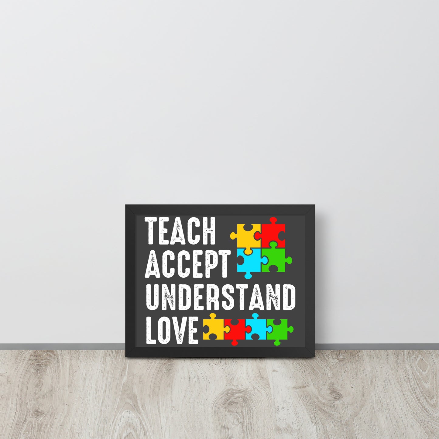 Autism Acceptance Together Wooden Framed Quality Print