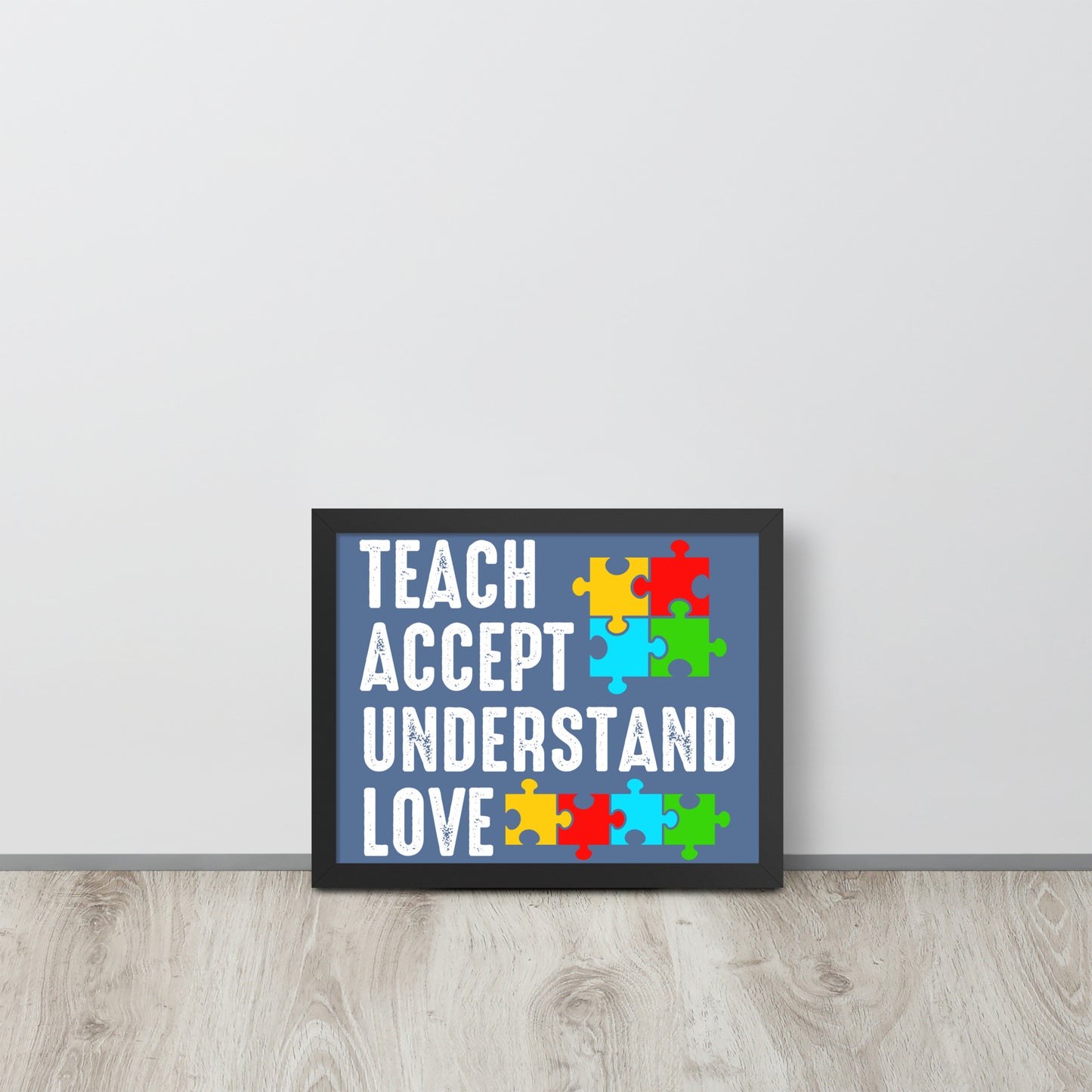Autism Acceptance Together Wooden Framed Quality Print