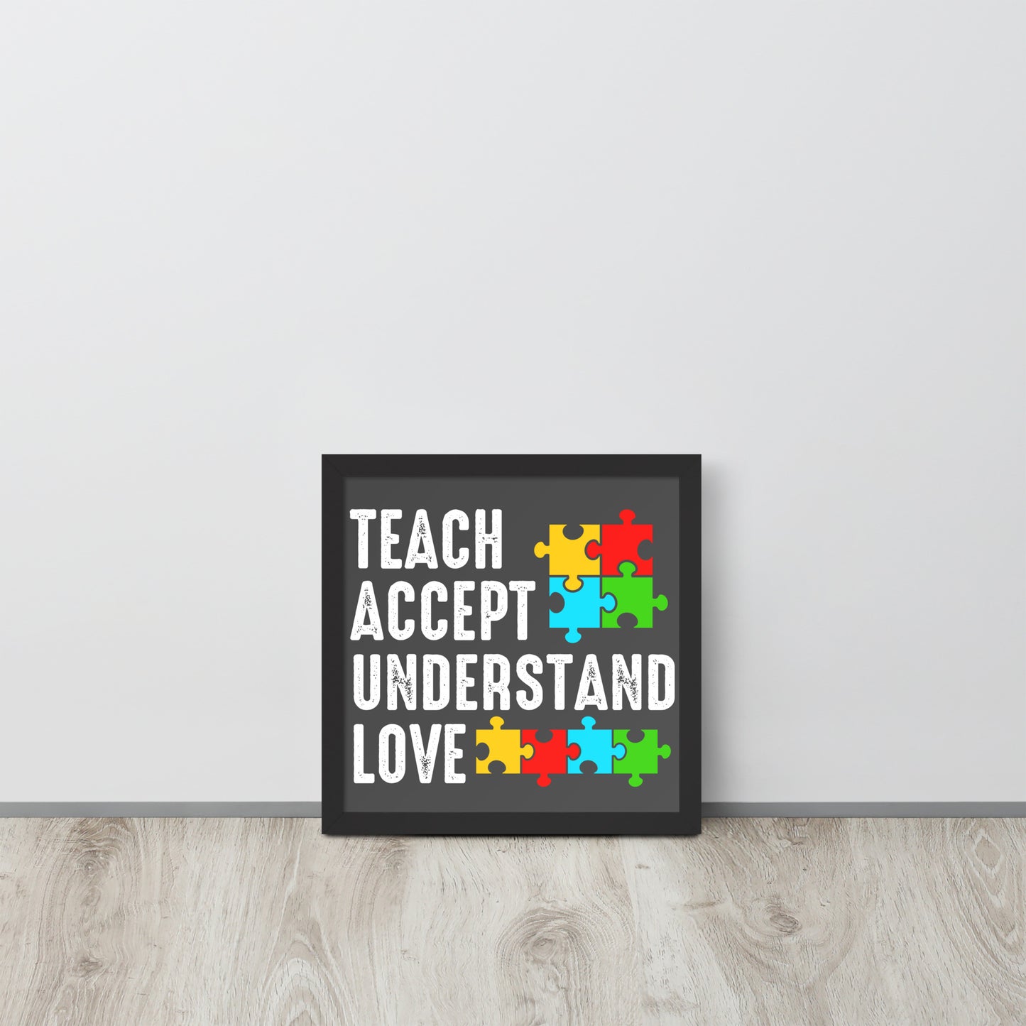 Autism Acceptance Together Wooden Framed Quality Print
