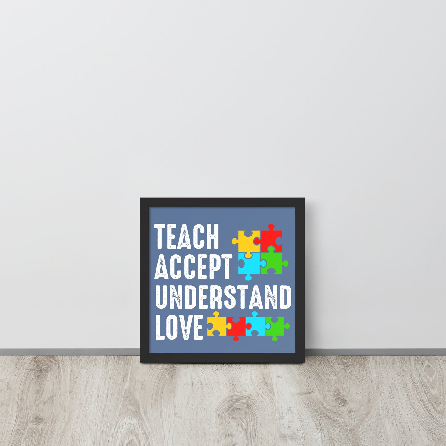 Autism Acceptance Together Wooden Framed Quality Print