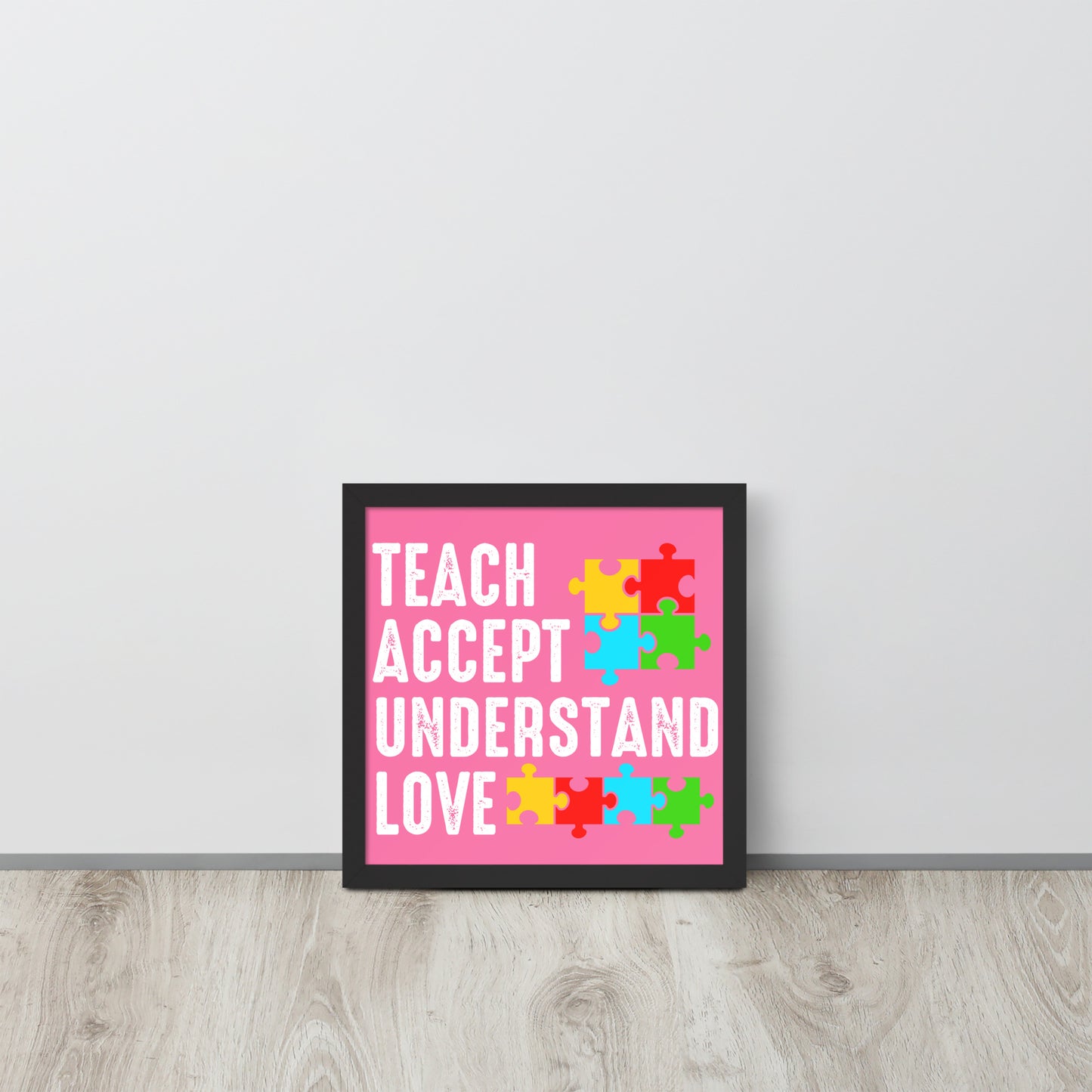 Autism Acceptance Together Wooden Framed Quality Print