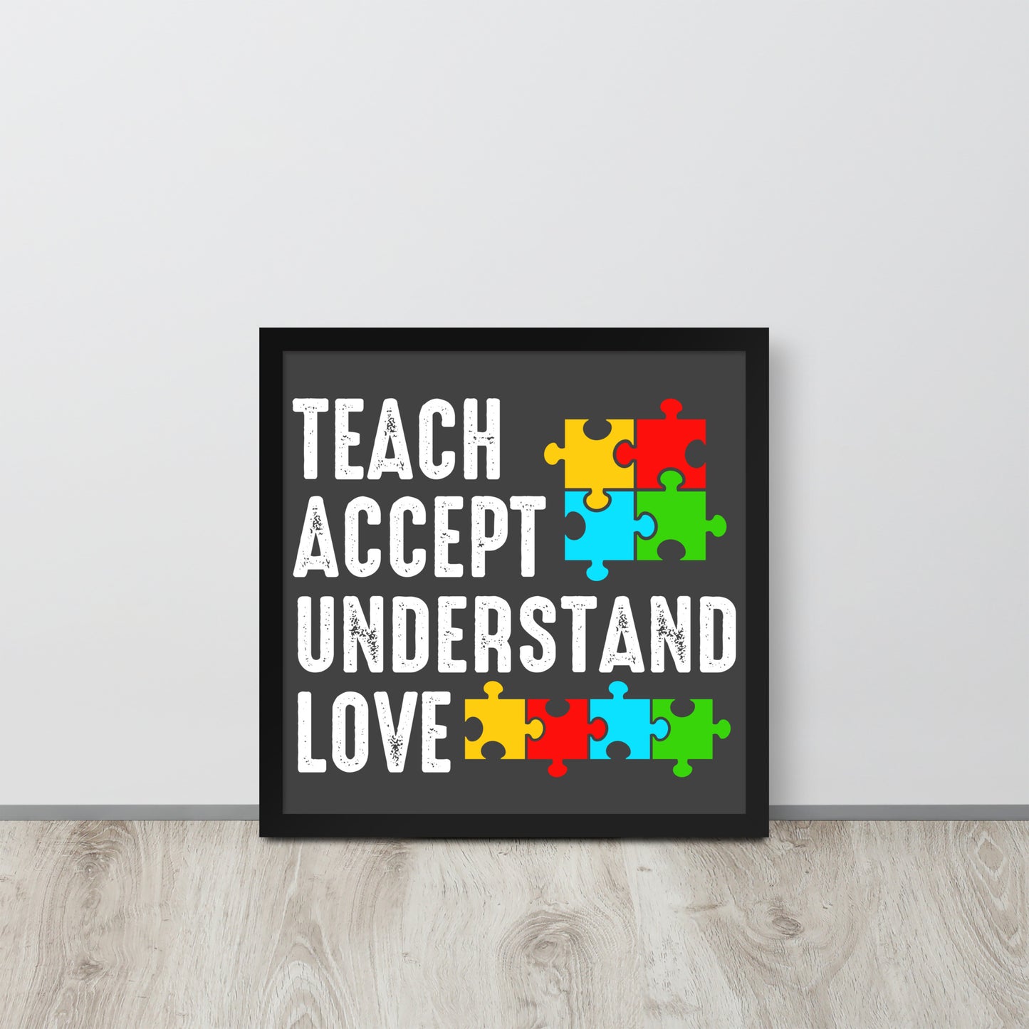 Autism Acceptance Together Wooden Framed Quality Print