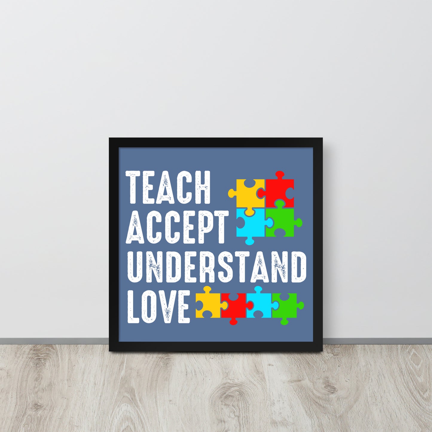 Autism Acceptance Together Wooden Framed Quality Print