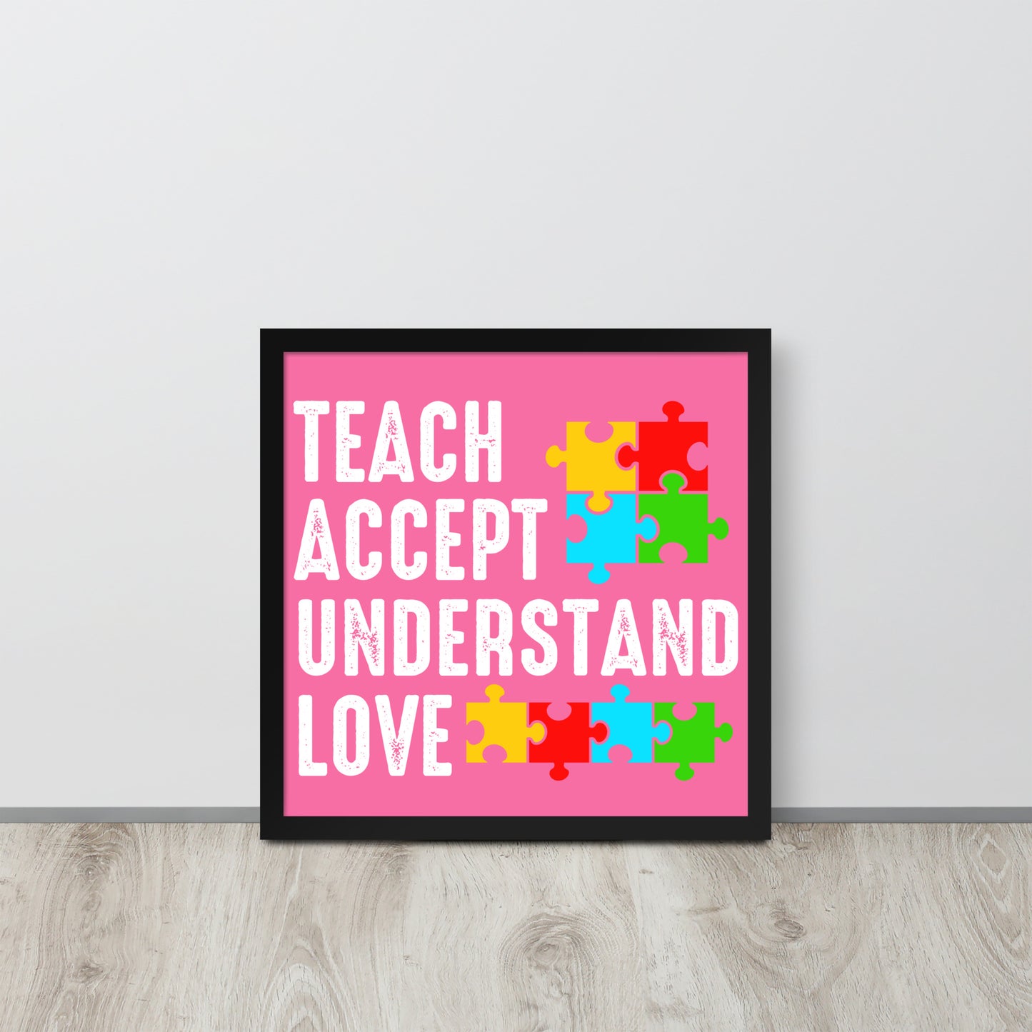 Autism Acceptance Together Wooden Framed Quality Print