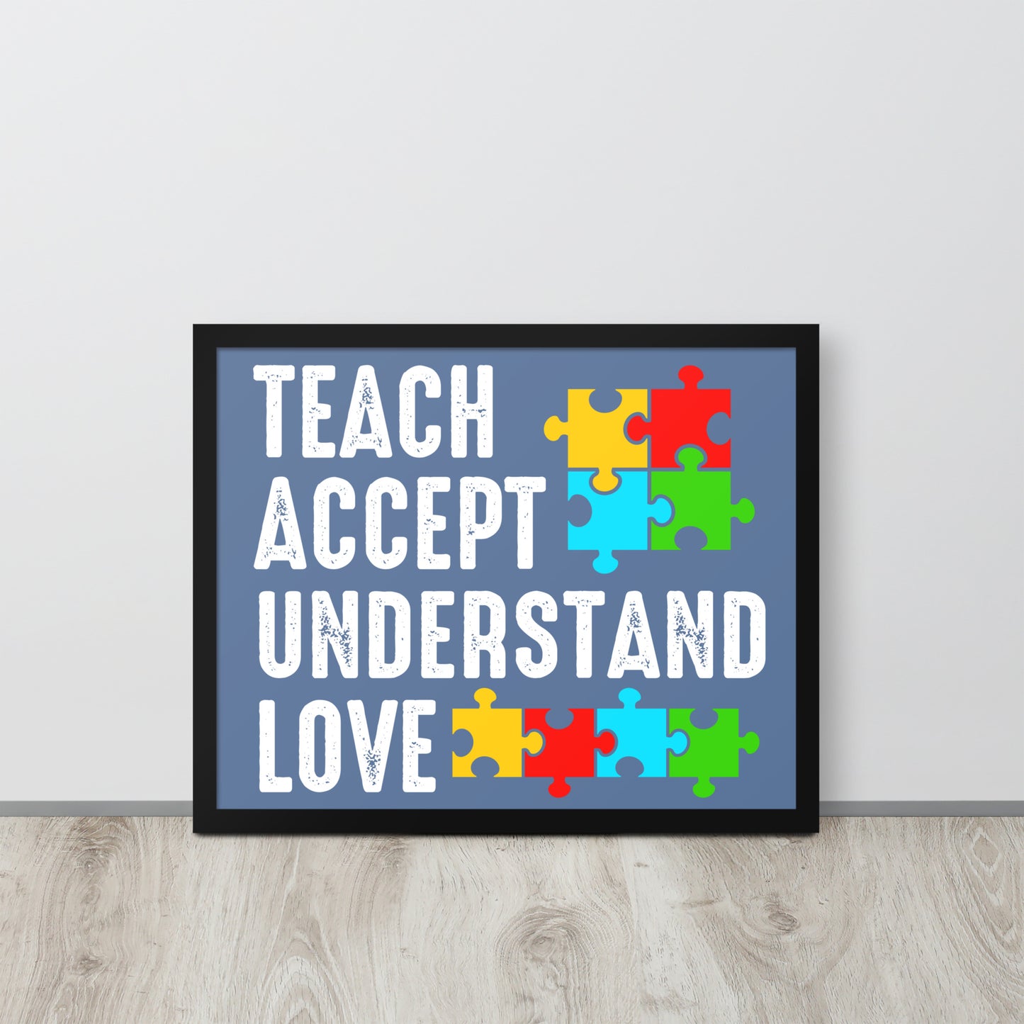 Autism Acceptance Together Wooden Framed Quality Print
