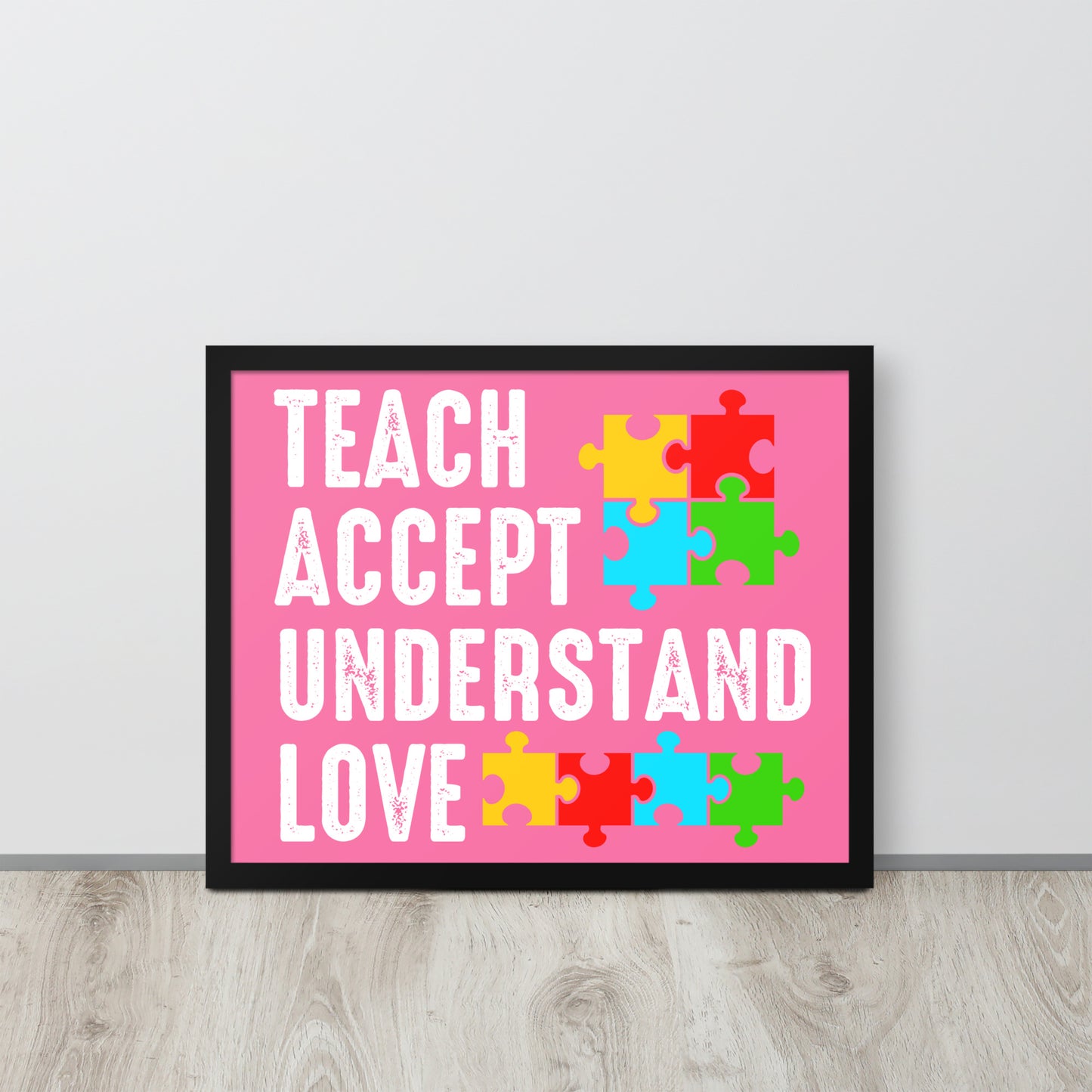 Autism Acceptance Together Wooden Framed Quality Print