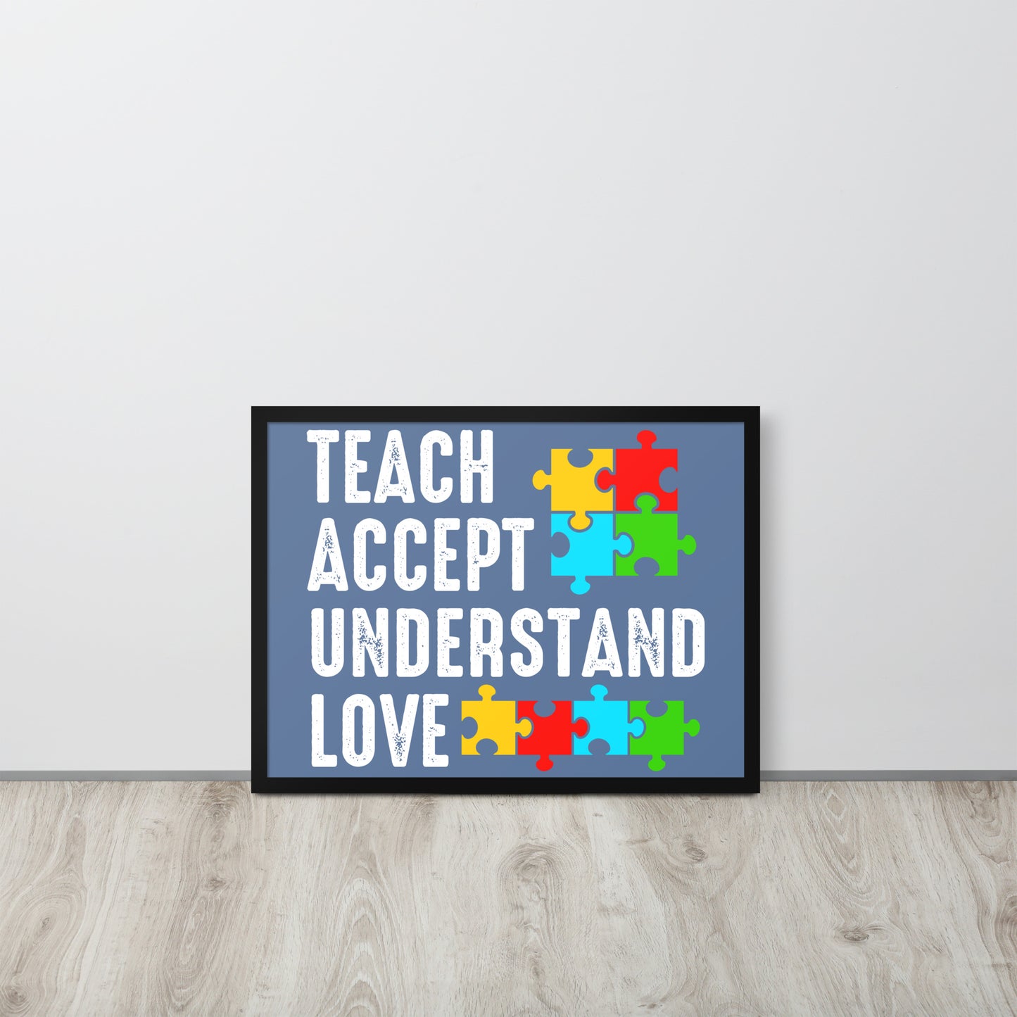 Autism Acceptance Together Wooden Framed Quality Print