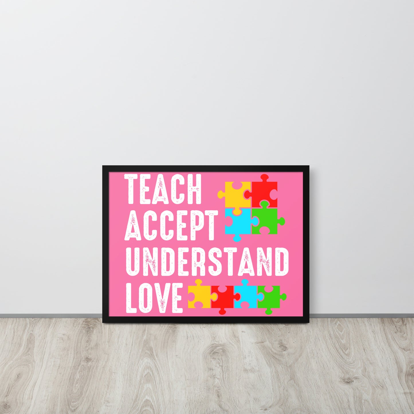 Autism Acceptance Together Wooden Framed Quality Print