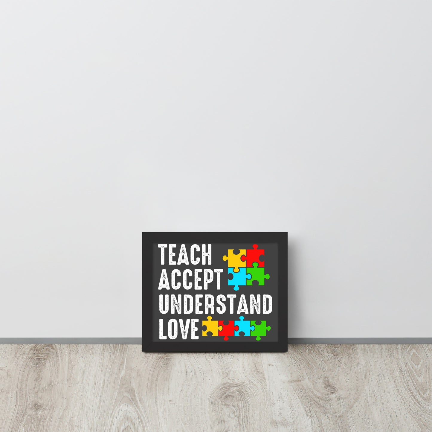 Autism Acceptance Together Wooden Framed Quality Print