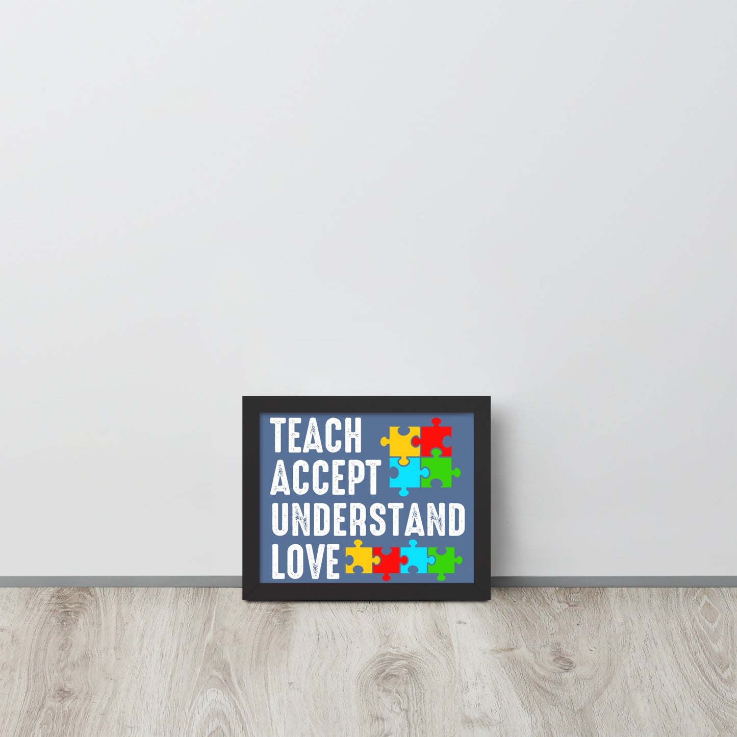Autism Acceptance Together Wooden Framed Quality Print