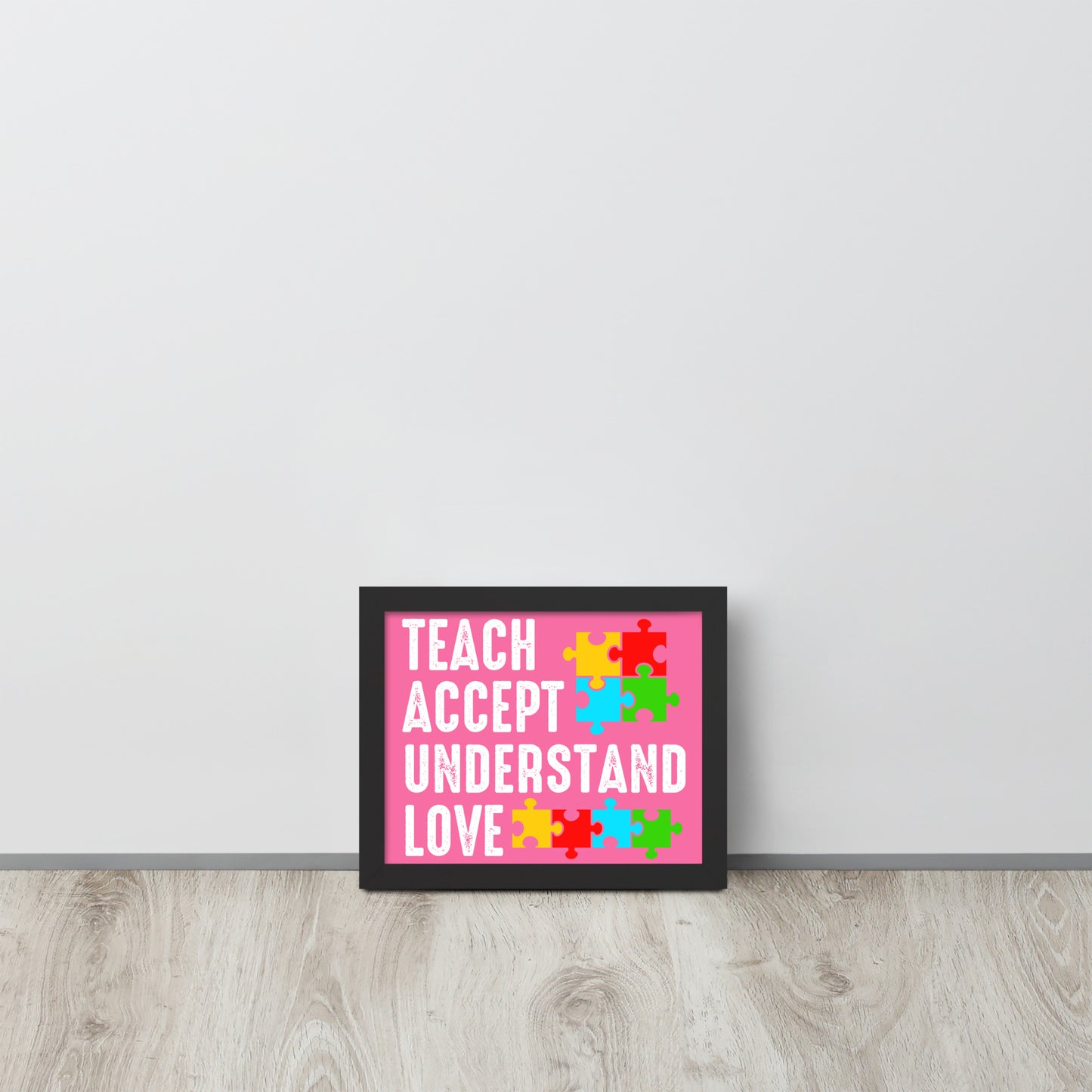 Autism Acceptance Together Wooden Framed Quality Print