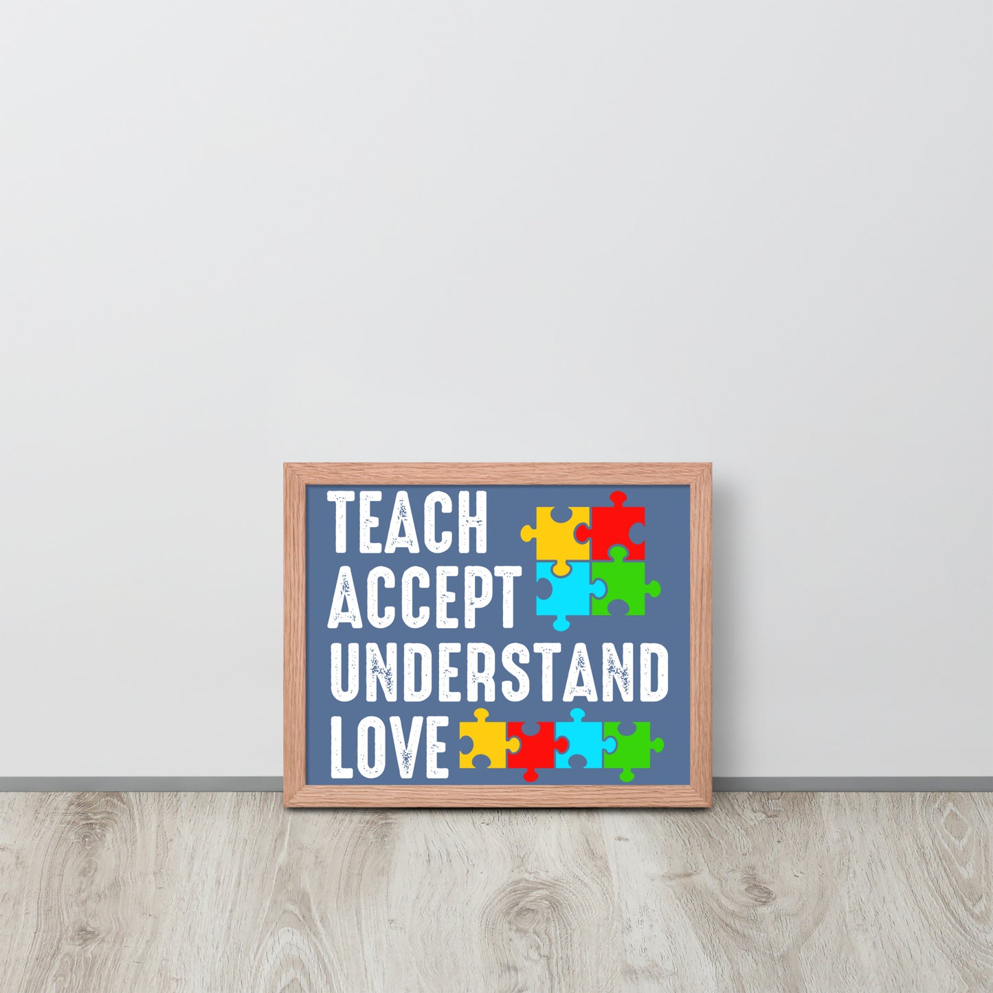 Autism Acceptance Together Wooden Framed Quality Print