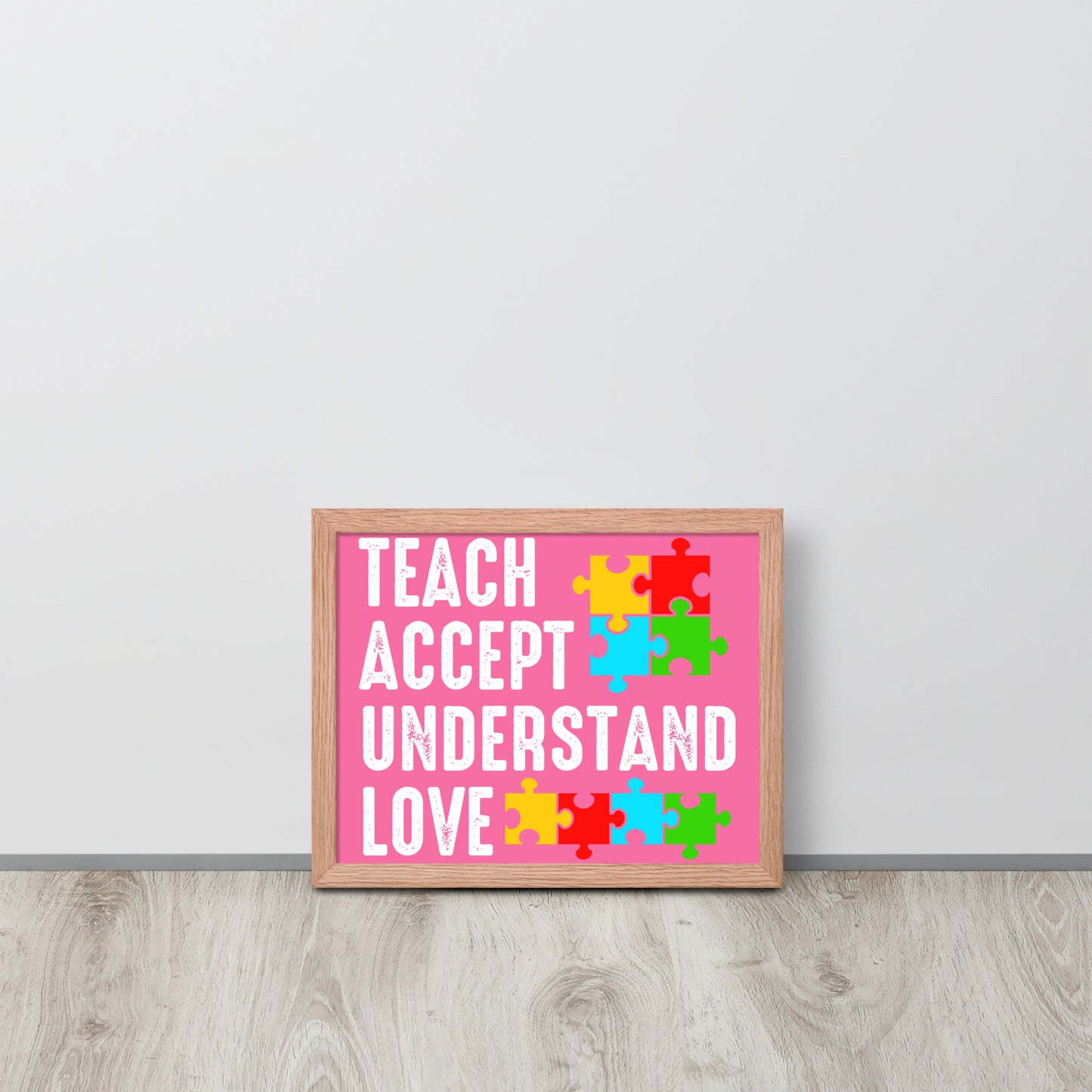 Autism Acceptance Together Wooden Framed Quality Print