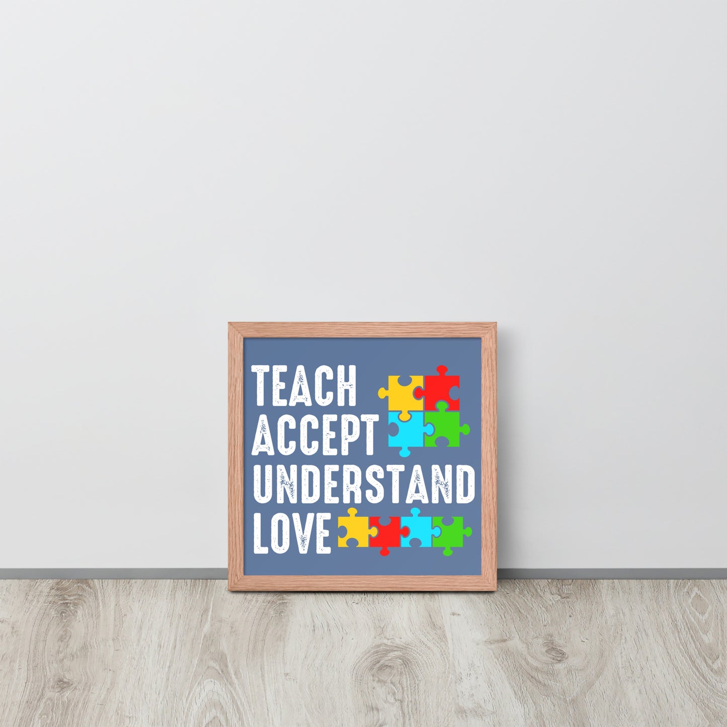 Autism Acceptance Together Wooden Framed Quality Print