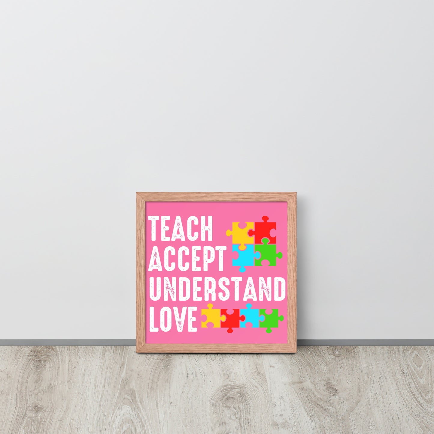 Autism Acceptance Together Wooden Framed Quality Print