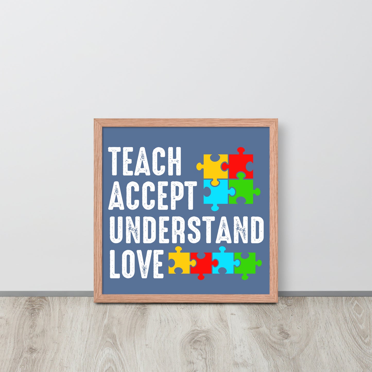 Autism Acceptance Together Wooden Framed Quality Print