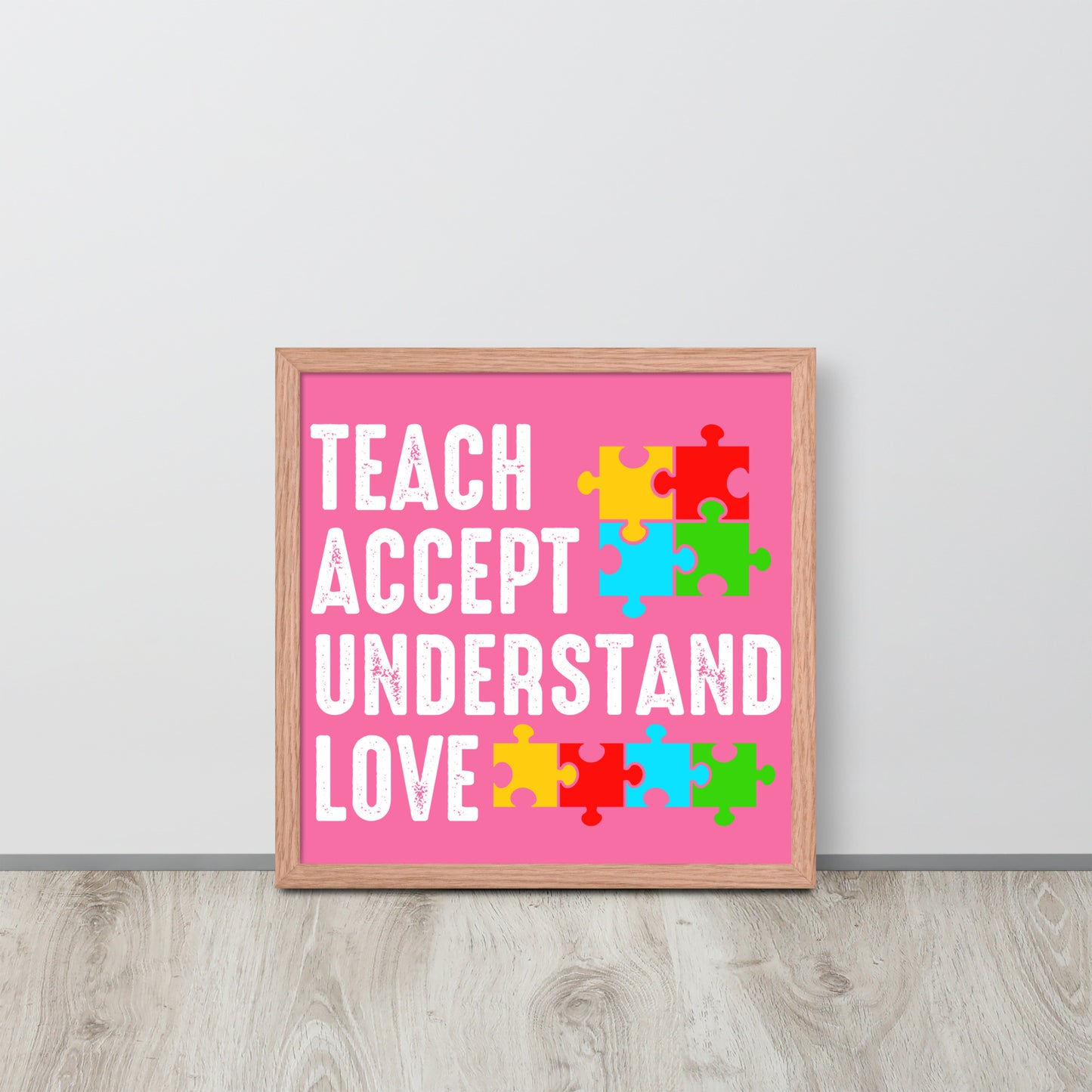Autism Acceptance Together Wooden Framed Quality Print