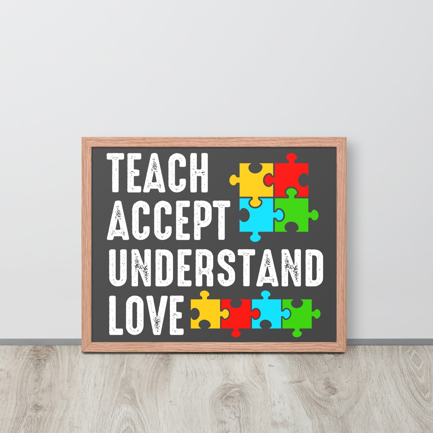 Autism Acceptance Together Wooden Framed Quality Print