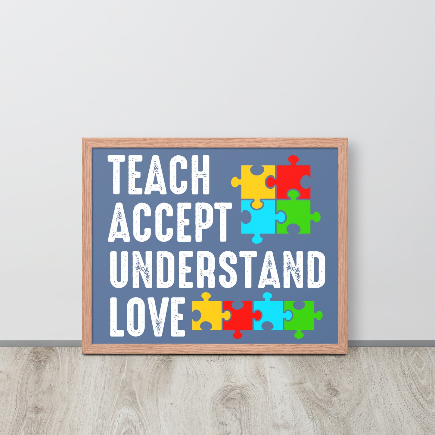 Autism Acceptance Together Wooden Framed Quality Print