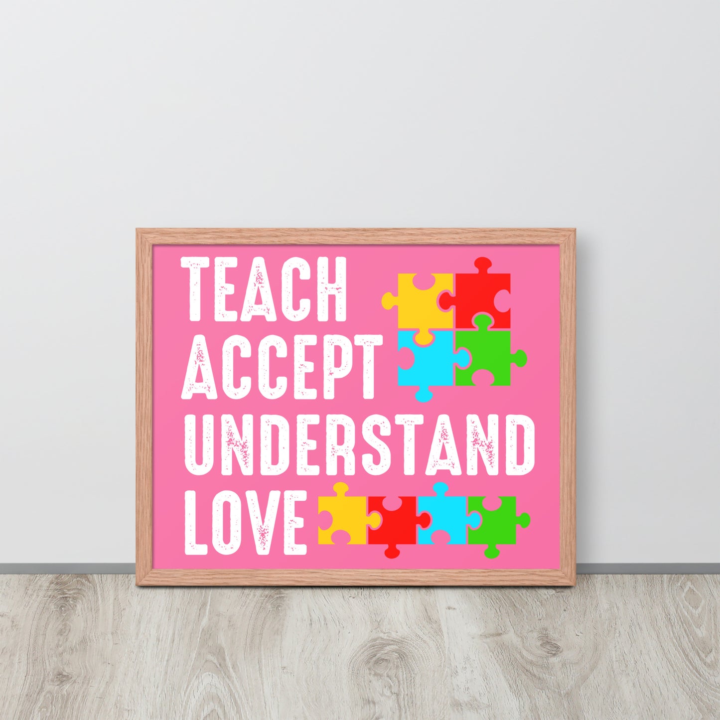 Autism Acceptance Together Wooden Framed Quality Print