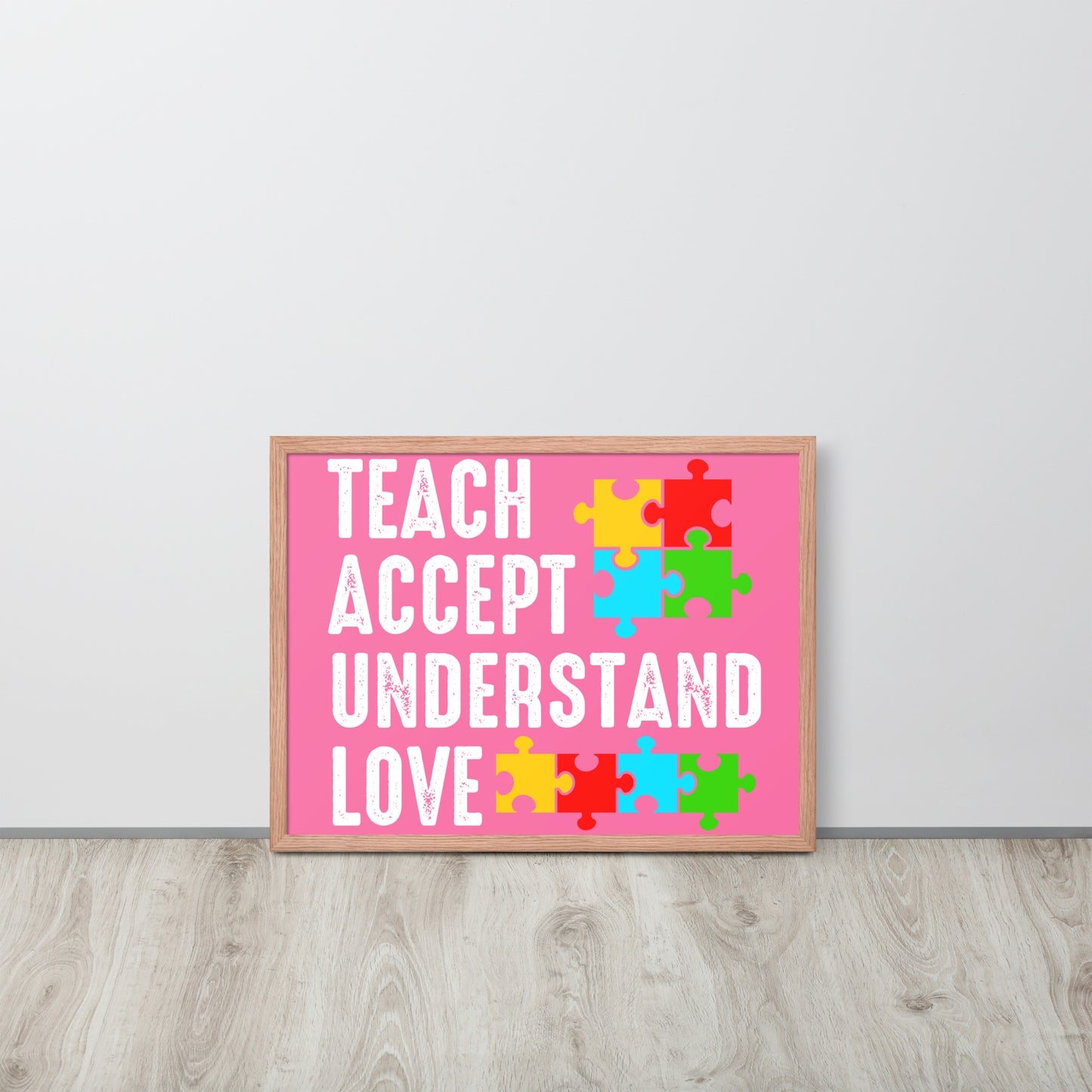 Autism Acceptance Together Wooden Framed Quality Print