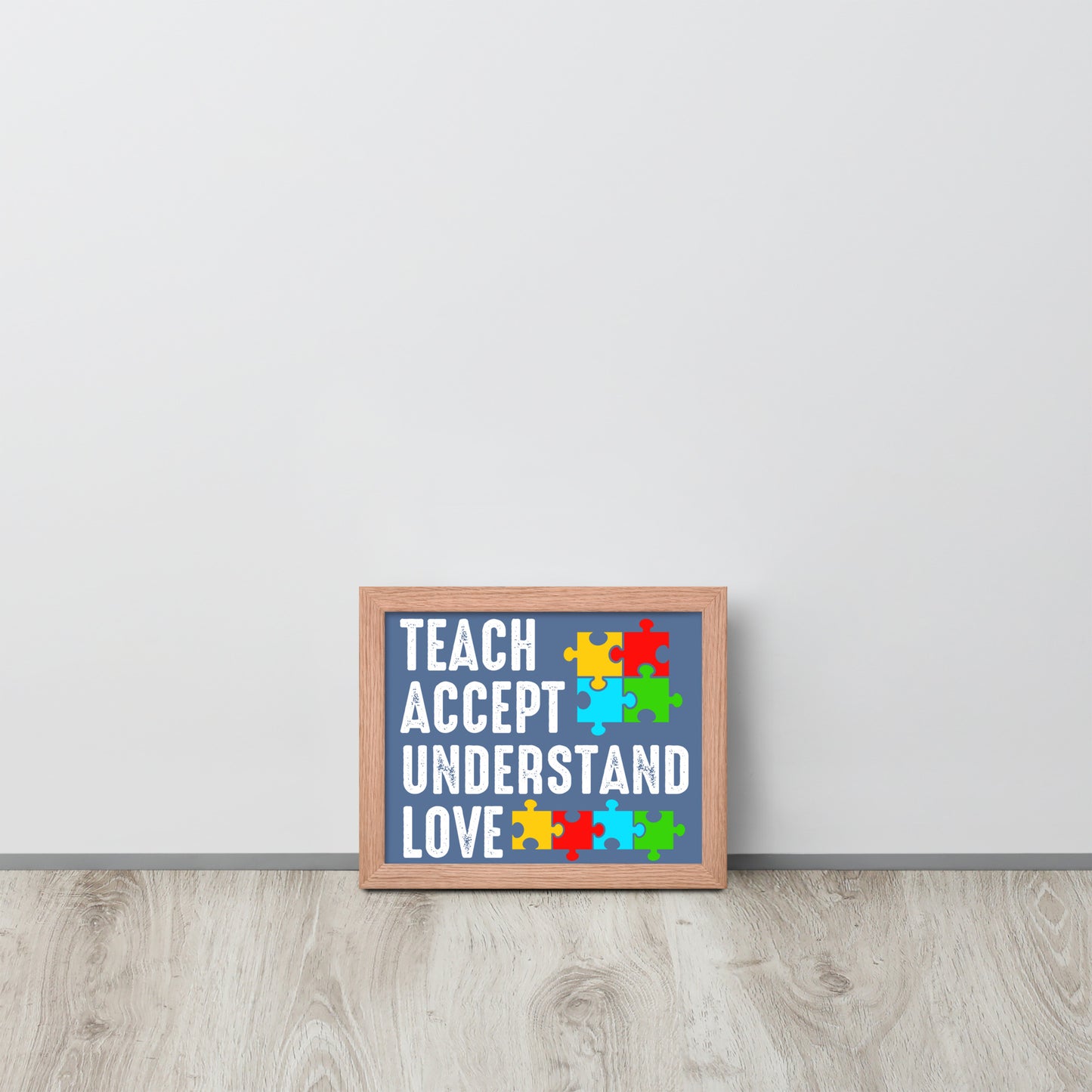 Autism Acceptance Together Wooden Framed Quality Print