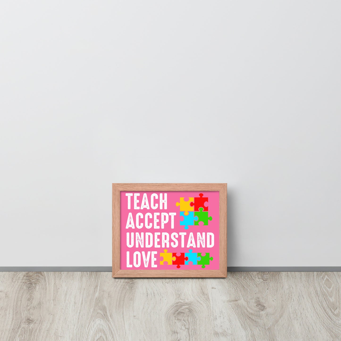 Autism Acceptance Together Wooden Framed Quality Print