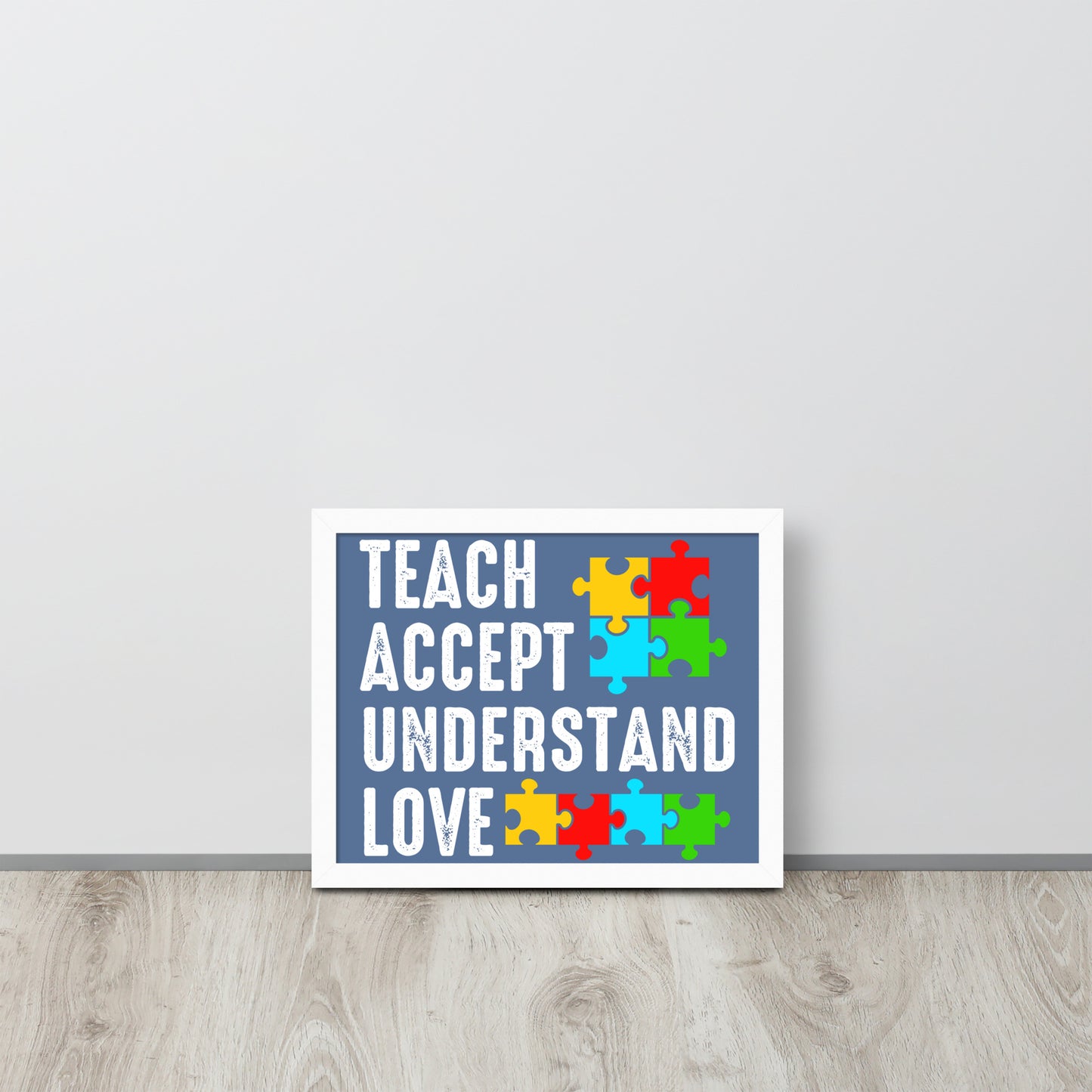 Autism Acceptance Together Wooden Framed Quality Print
